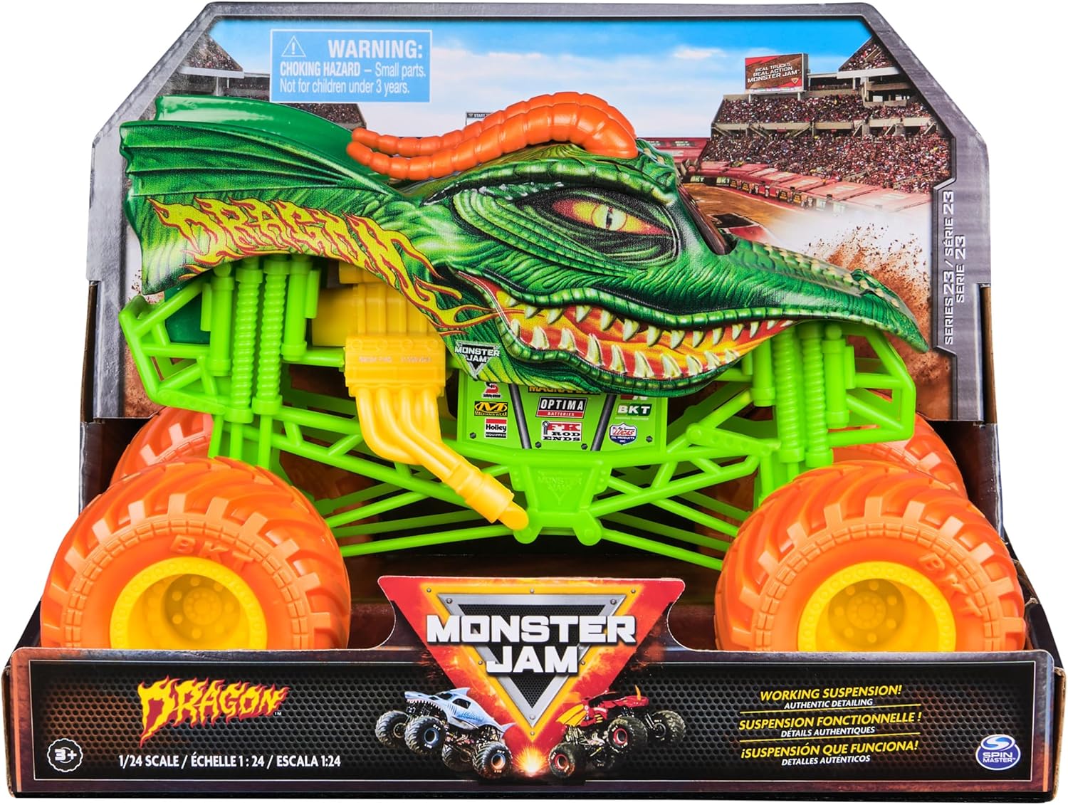 Monster Jam Dragon Monster Truck - 1:24 Scale Die-Cast Vehicle for Kids