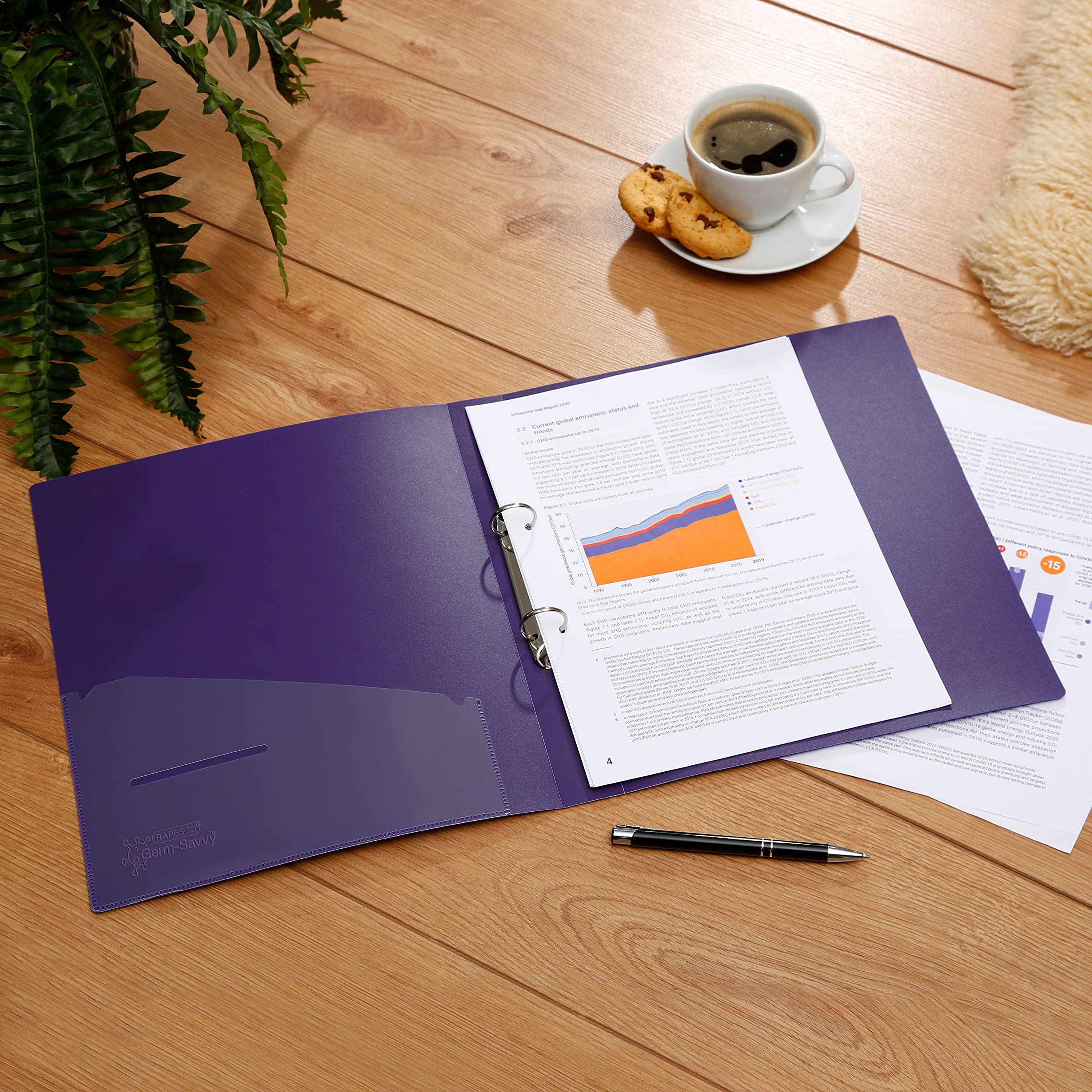 Rapesco 1663 O-Ring Binder - 4 Pack A4, 35mm Spine, 230 Sheet Capacity, Purple 5