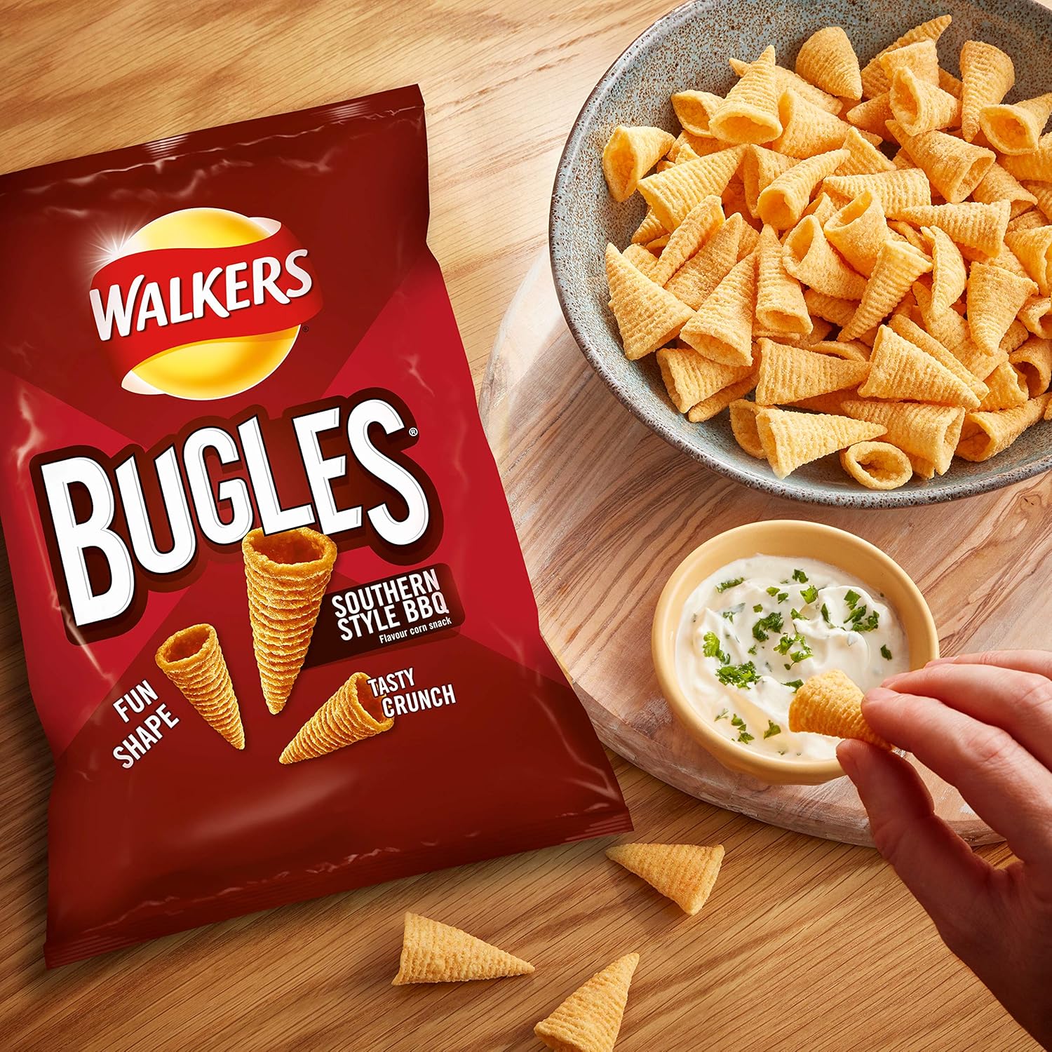 Walkers Bugles Southern Style BBQ Flavour Crisps, 110g Sharing Bag 6