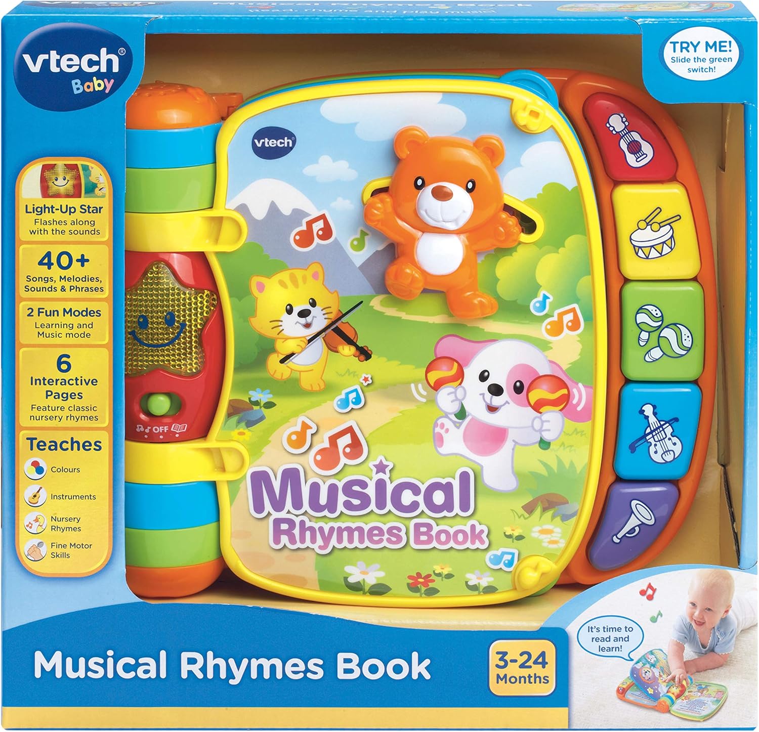 VTech Baby Musical Rhymes Book - 2 Modes of Play, Music, Lights & Sounds for Ages 3 Months+ 4