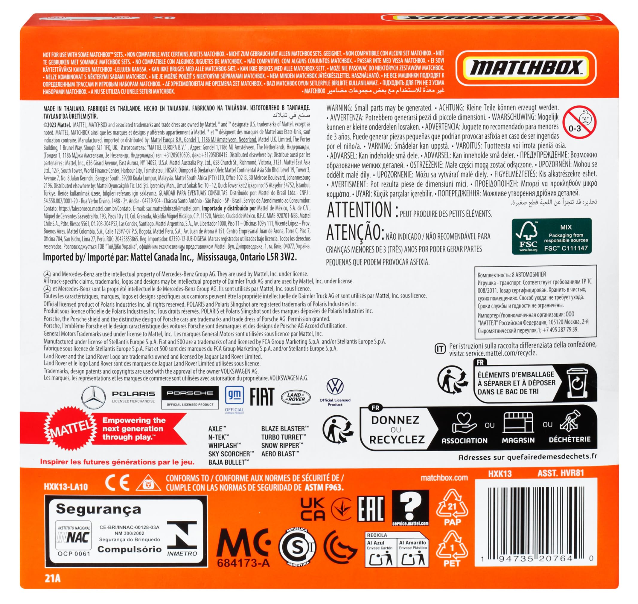 Matchbox 1:64 Scale Die-Cast Toy Cars & Trucks - Themed Multipack Set of 8 for Kids and Collectors 8