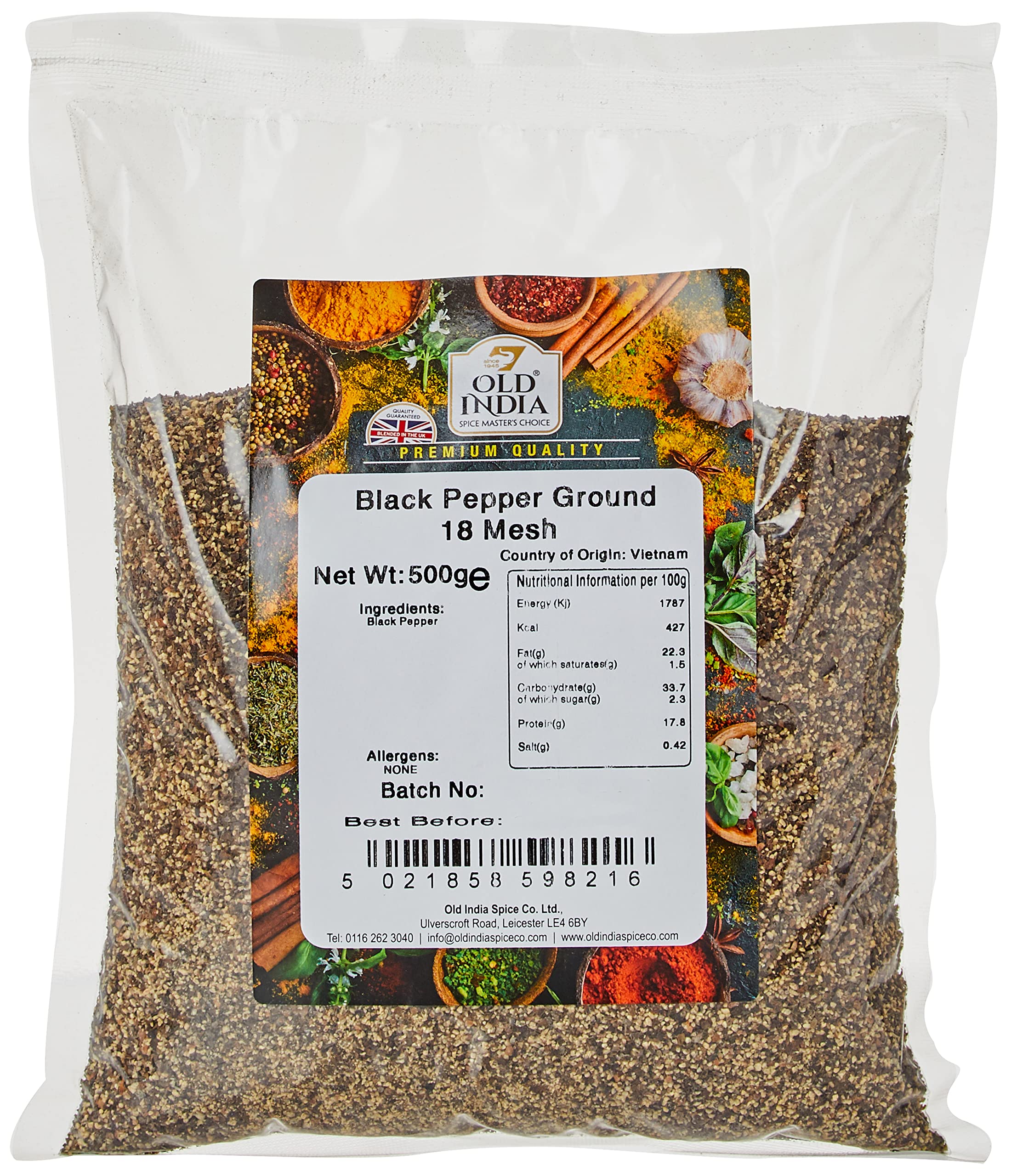 Old India Black Pepper Ground 18 Mesh 500g