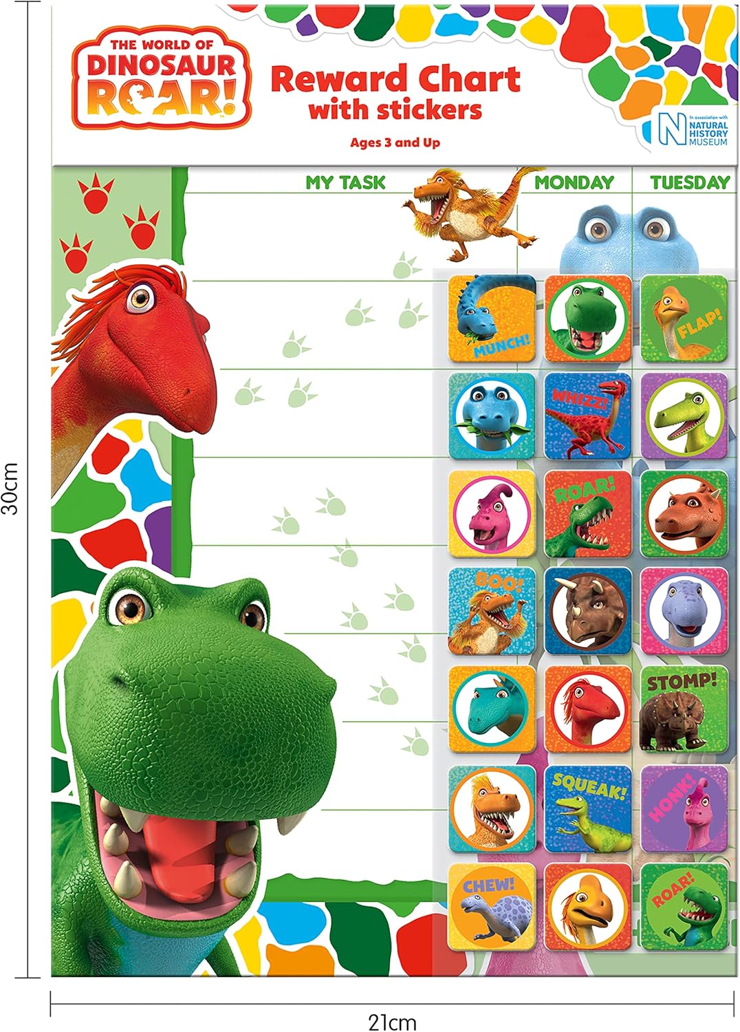 Dinosaur Roar Reward Chart - Reusable Foil Stickers & Wipe-Clean A3 Learning Chart 4