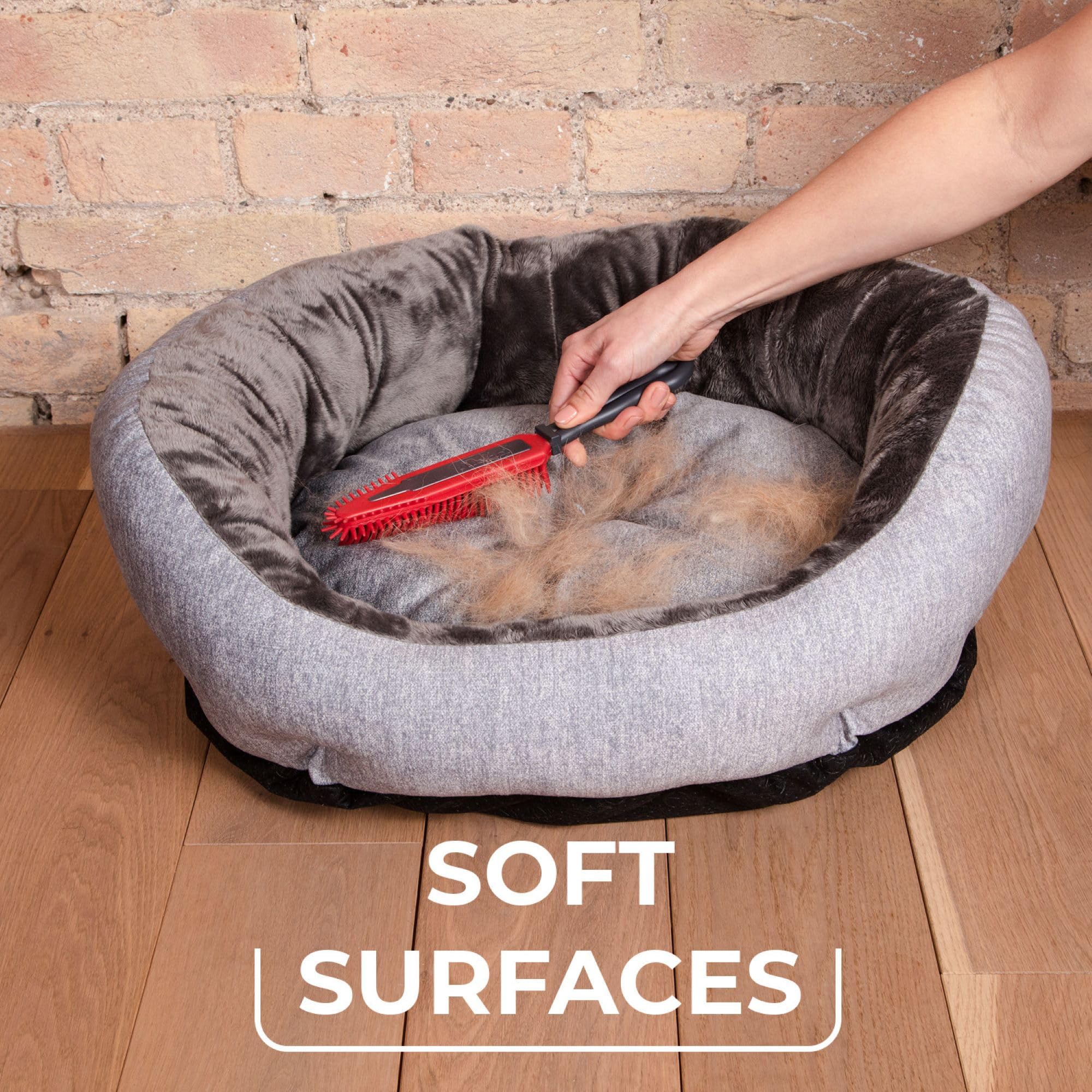 Vileda Pet Pro Electrostatic Brush - Silicone, Red/Grey, Ideal for Pet Hair Removal from Carpets & Upholstery 7