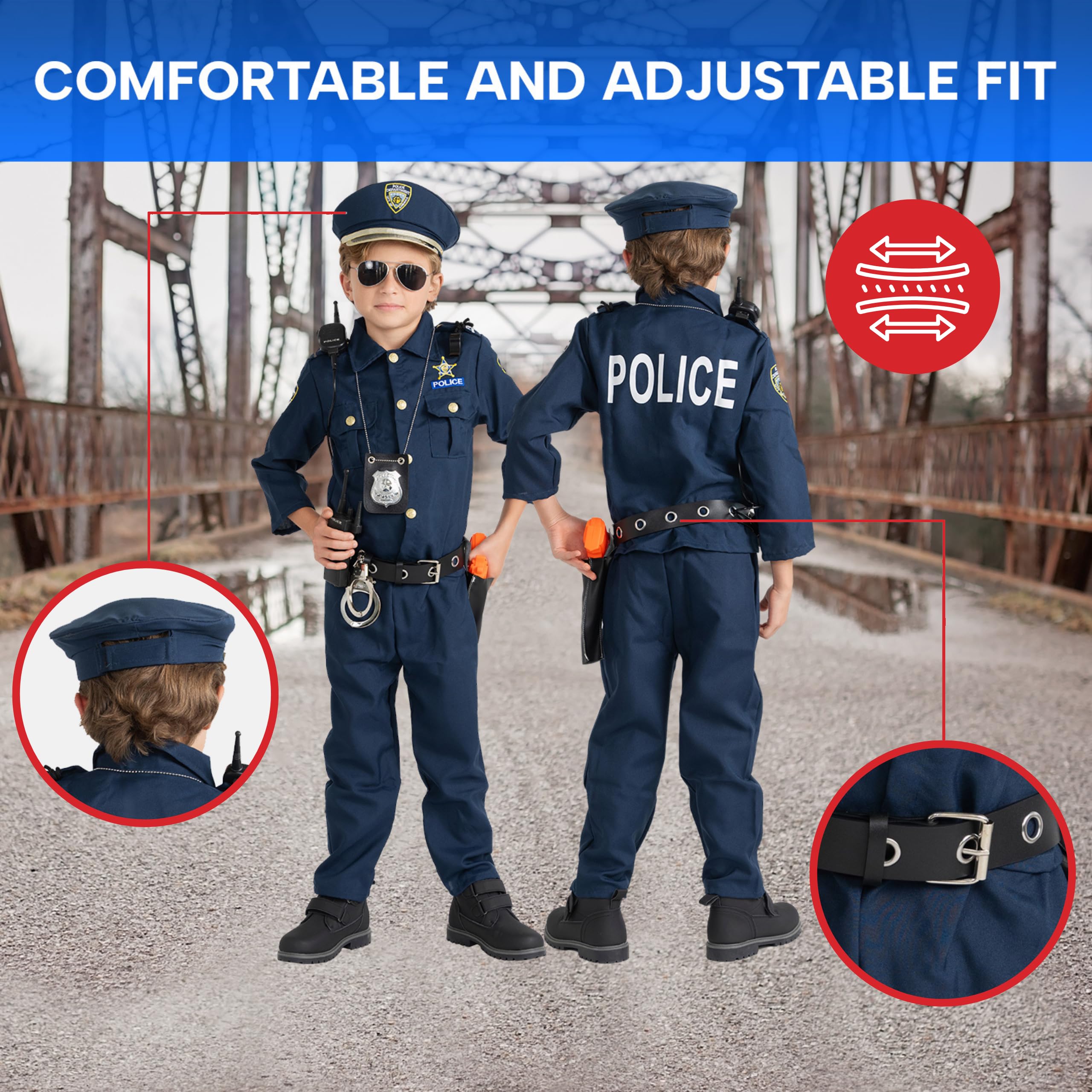 Dress Up America Children's Police Costume for Boys - Shirt and Pants 9