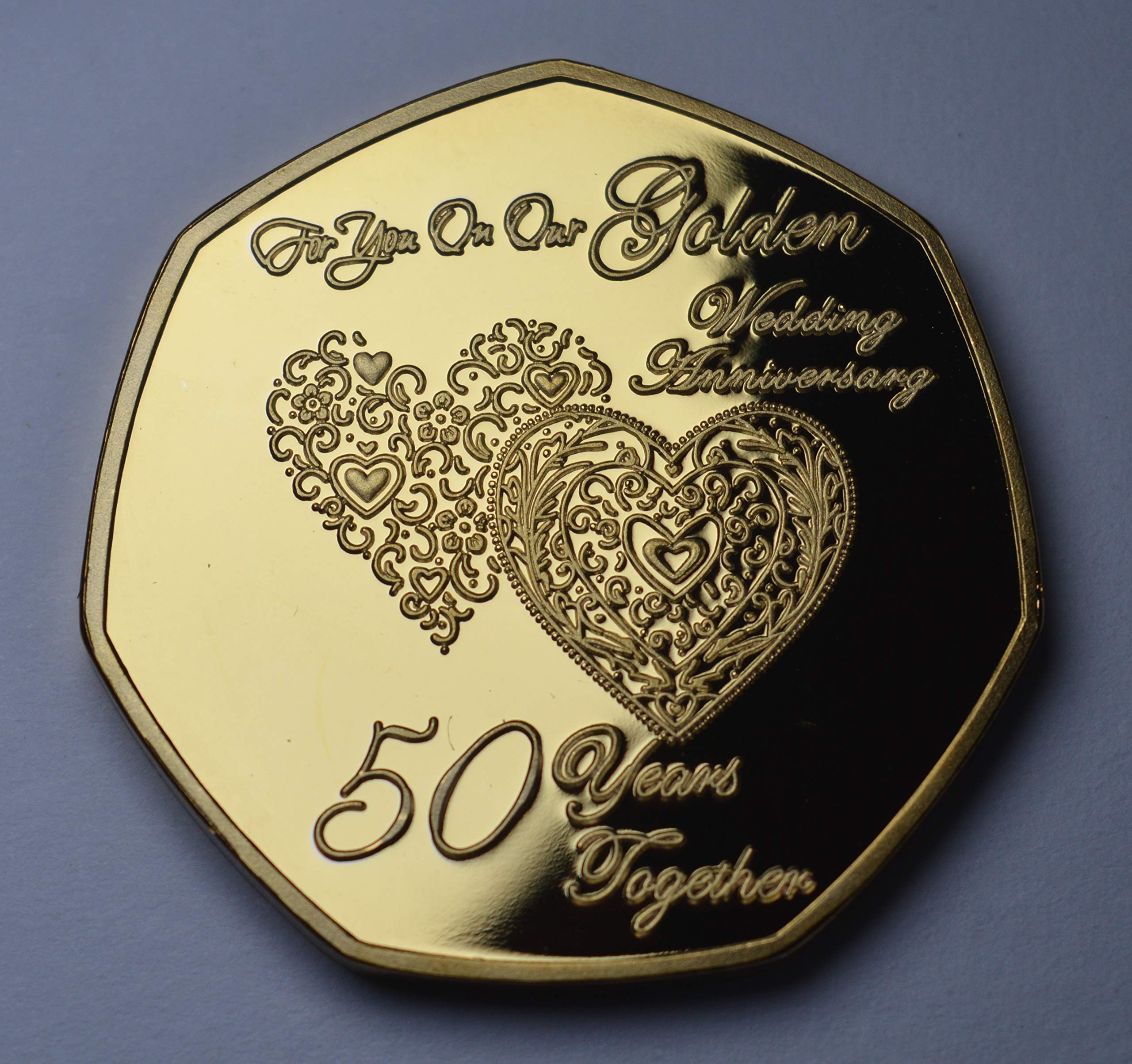 The Commemorative Coin Company 50th Wedding Anniversary Golden Commemorative Coin - 24ct Gold Proof Finish 9