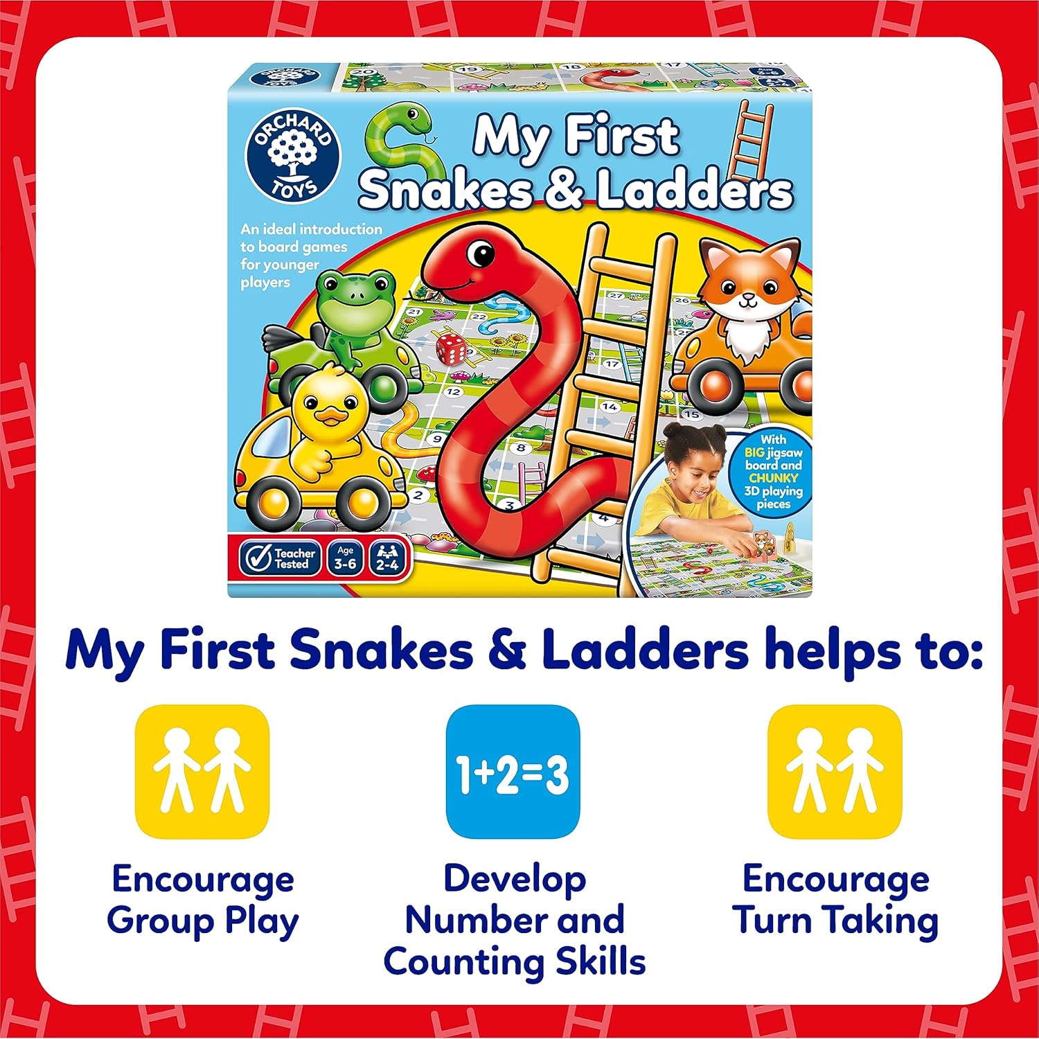 Orchard Toys My First Snakes and Ladders Game Board Game 6