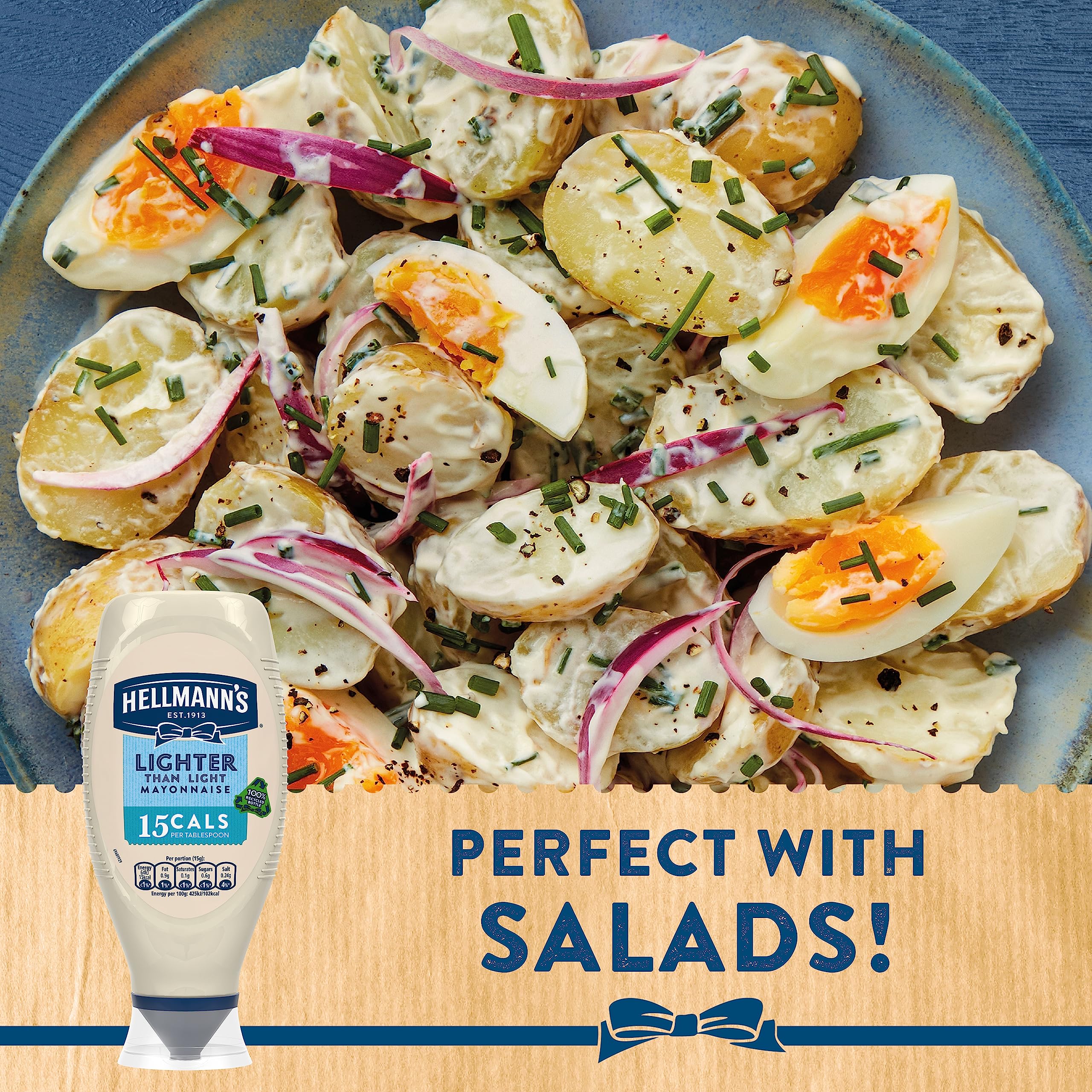 Hellmann's Lighter than Light Mayonnaise - 100% Recycled Plastic Bottle, Low-Calorie, 6% Fat 3