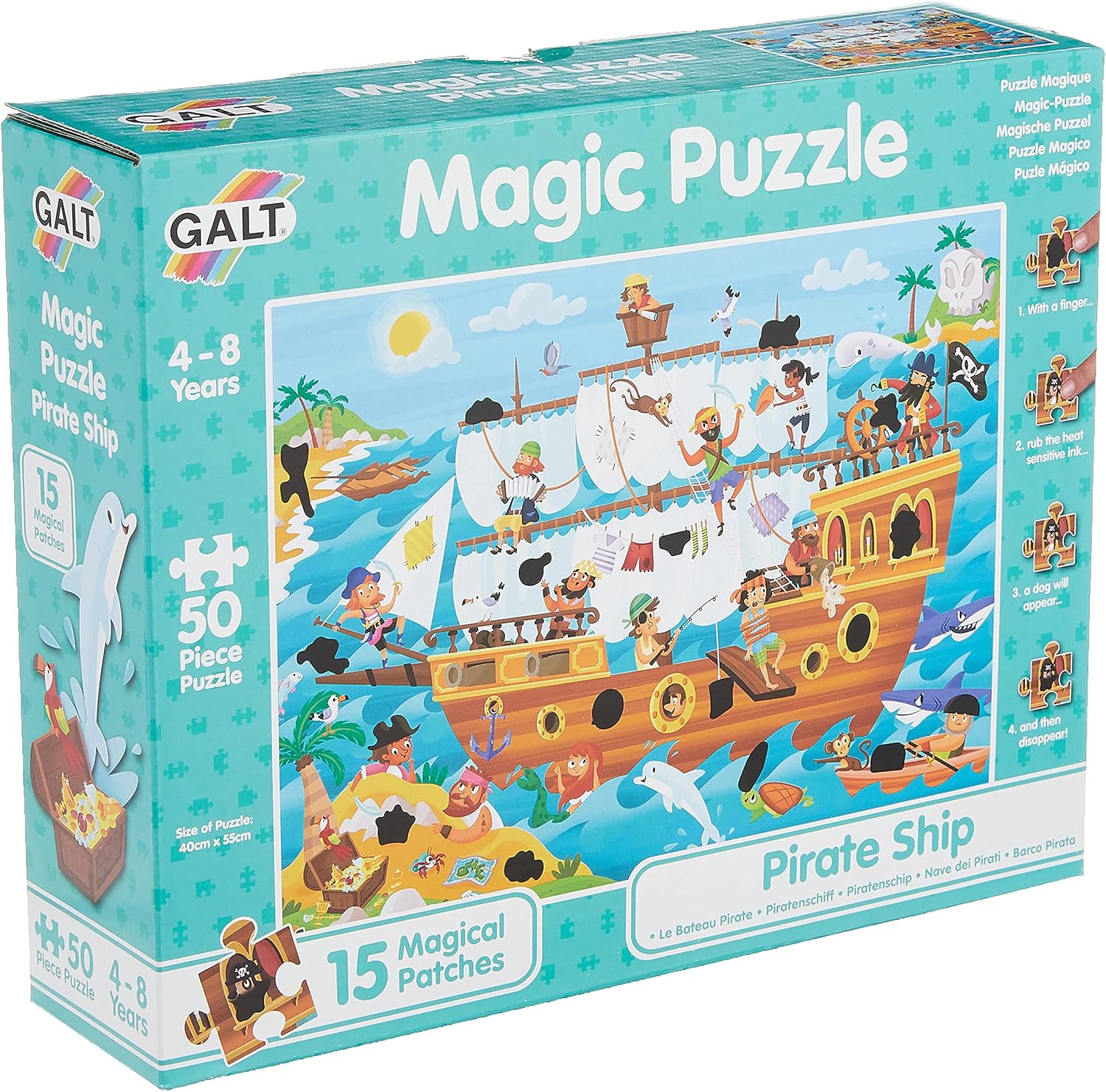 Galt Magic Puzzle - Pirate Ship Rub & Reveal Jigsaw, 50-Piece Puzzle for Ages 4+ 4