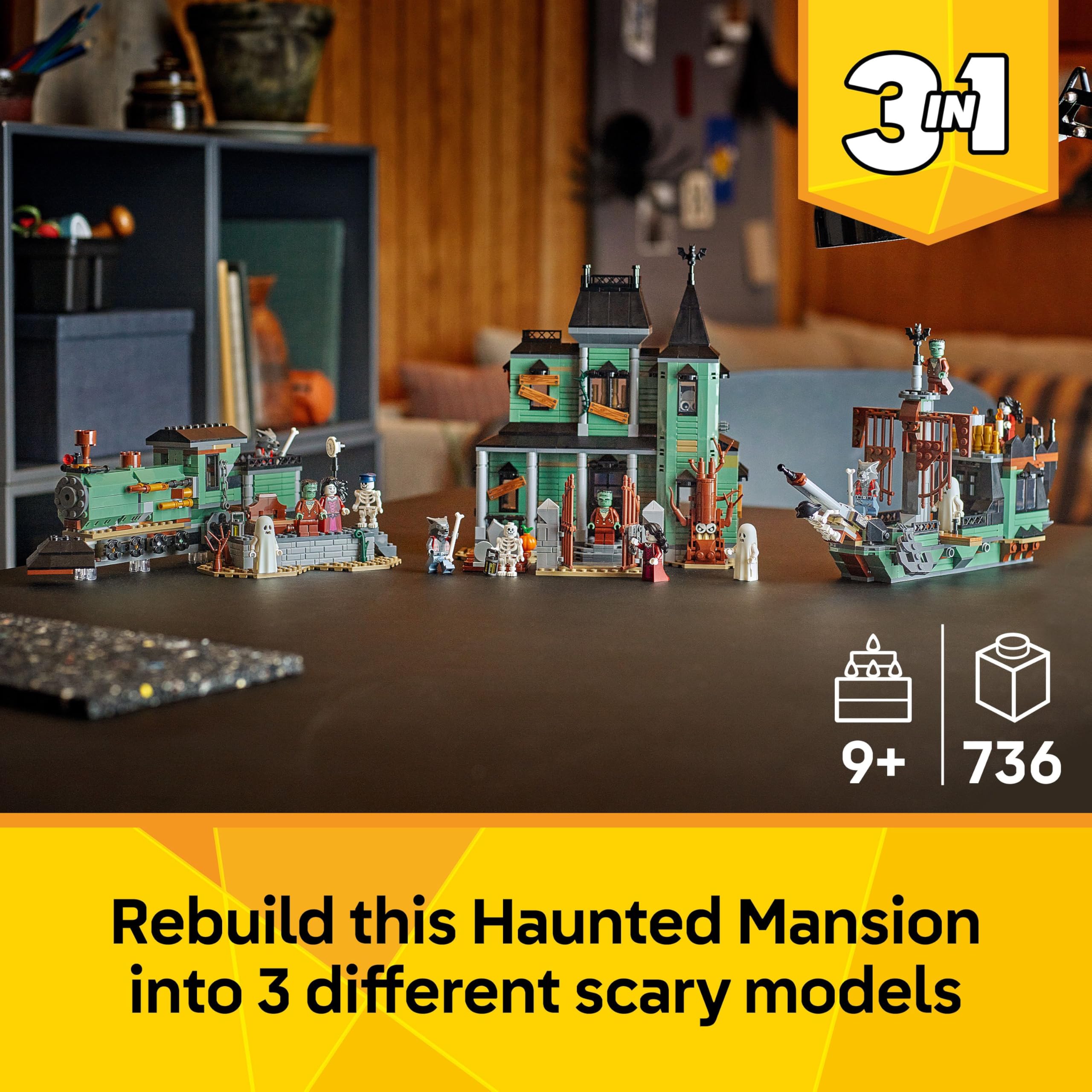 LEGO Creator 3in1 Haunted Mansion - Spooky Building Set for Kids 9+ 8