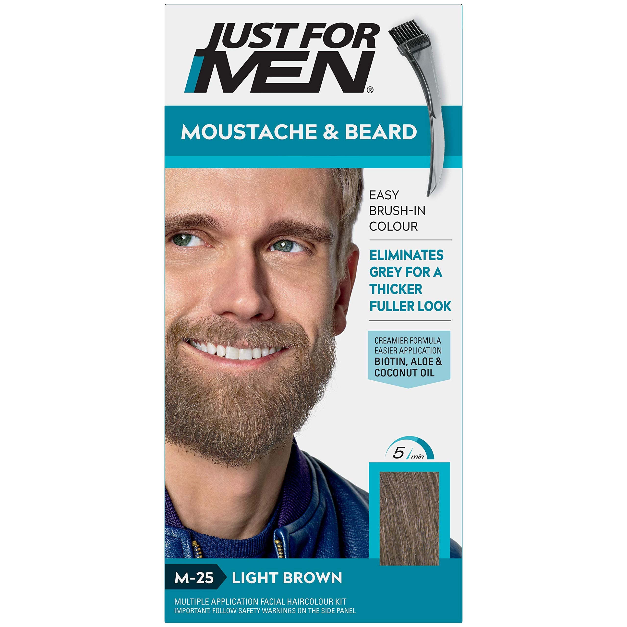 Just For Men Moustache & Beard Dye - Light Brown (M25) for Thicker, Fuller Look