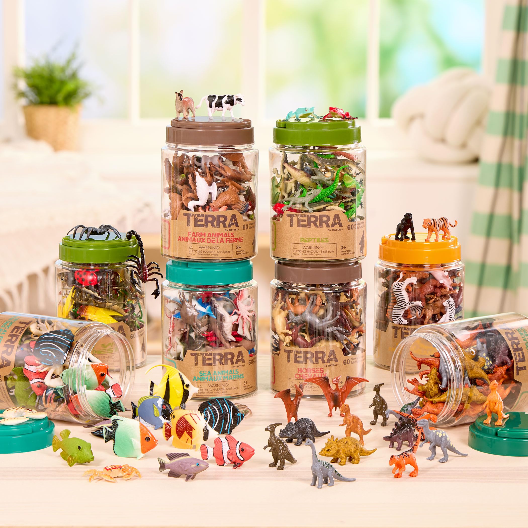 Terra by Battat 60-Piece Miniature Dinosaur Figures Tube | Assorted Plastic Animals for Ages 3+ 7