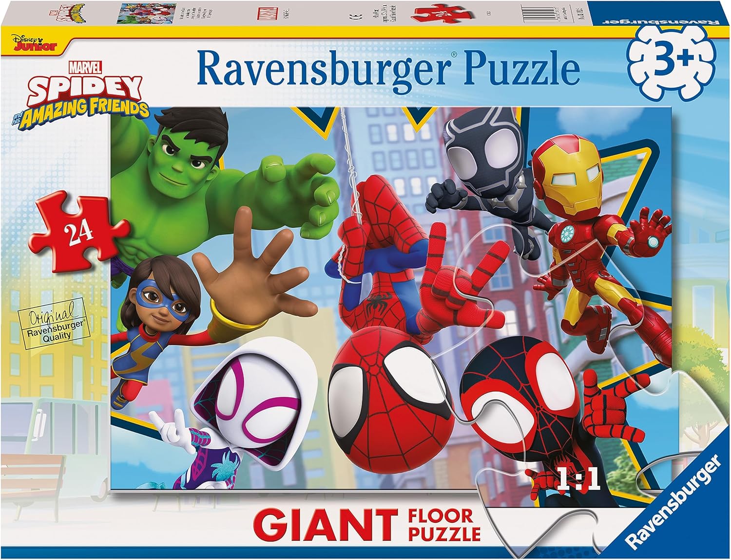 Ravensburger Marvel Spiderman Spidey & His Amazing Friends 24-Piece Giant Floor Puzzle - Educational Activity for Kids 3 Years and Up