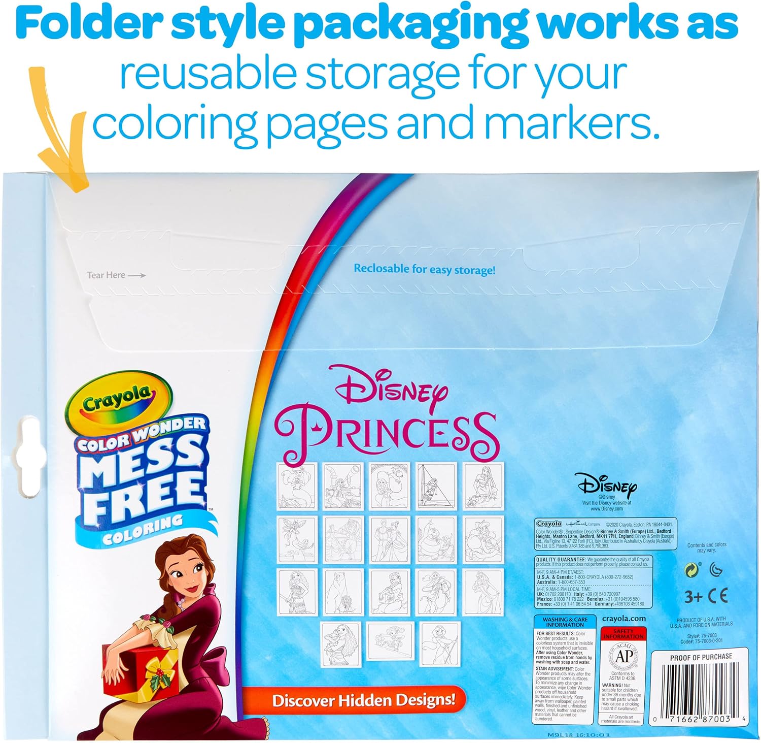 Crayola - Disney Princess Colouring Kit with 18 Pages & 5 Colour Wonder Markers 7