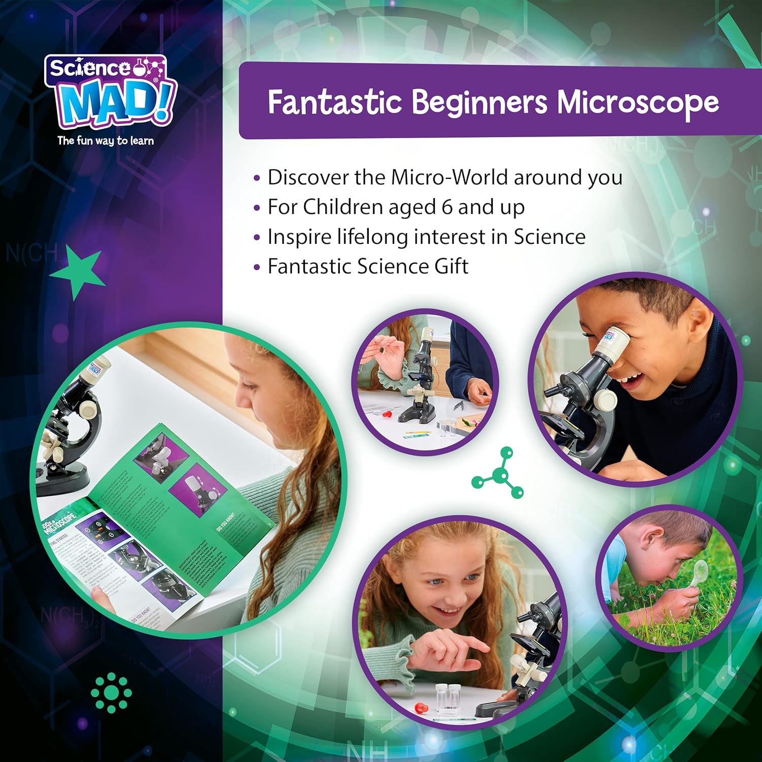 Science Mad SM45 Rose 100x Microscope - Educational STEM Toy for Kids 6+ 11