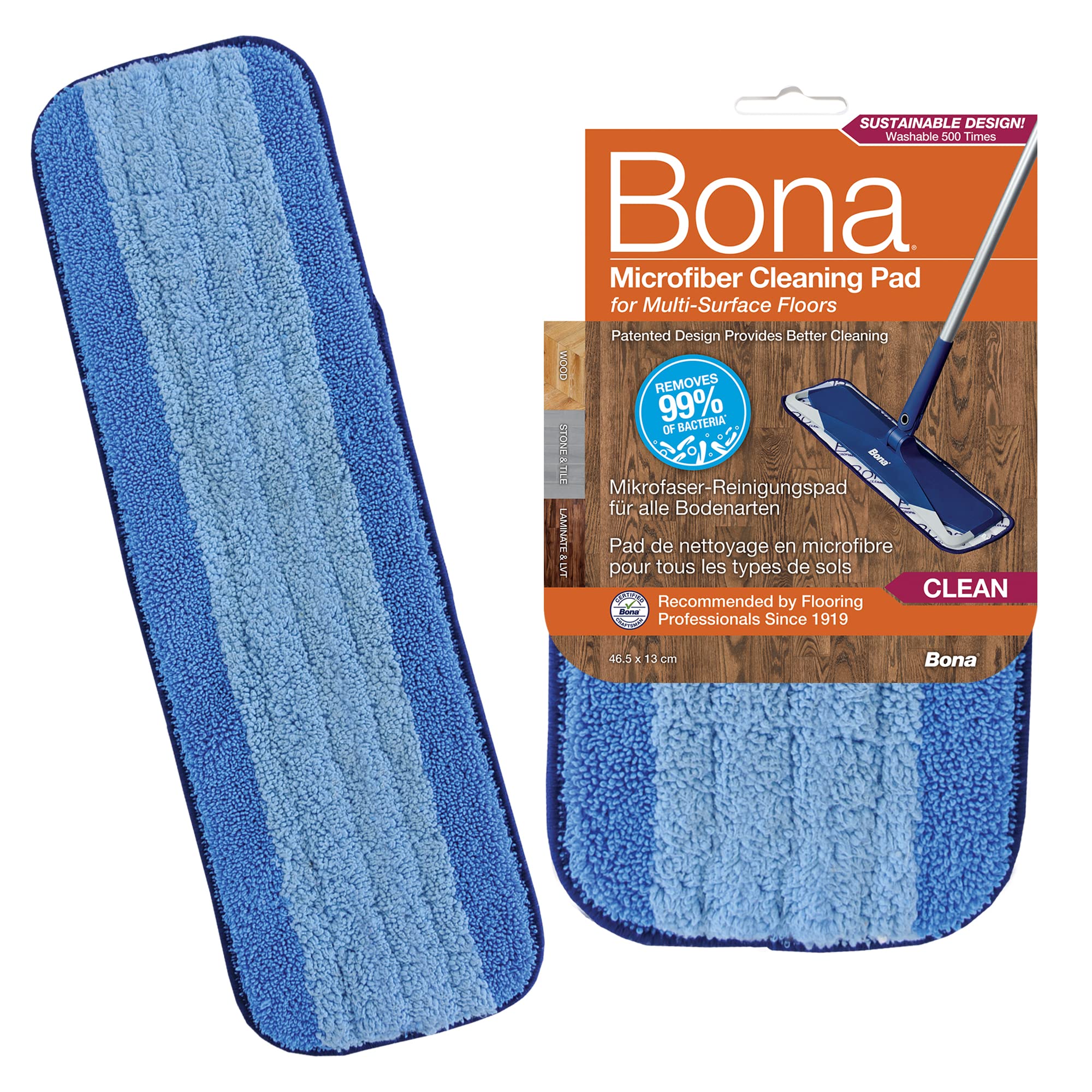 Bona - Microfibre Cleaning Mop Pad for Wood & Hard-Surface Floors