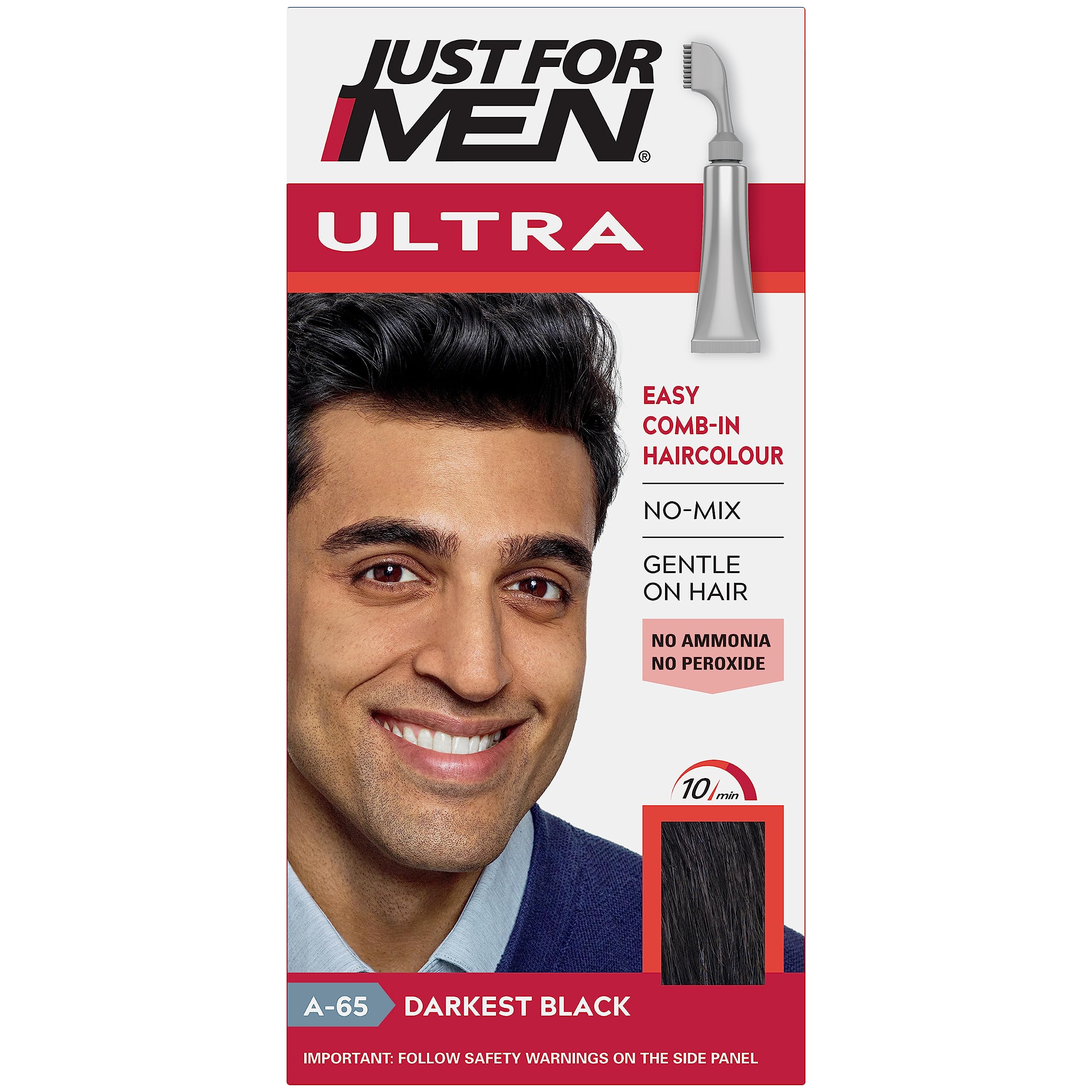 Just For Men Ultra Darkest Black Hair Colour Dye - Comb-In Applicator, Ammonia & Peroxide Free