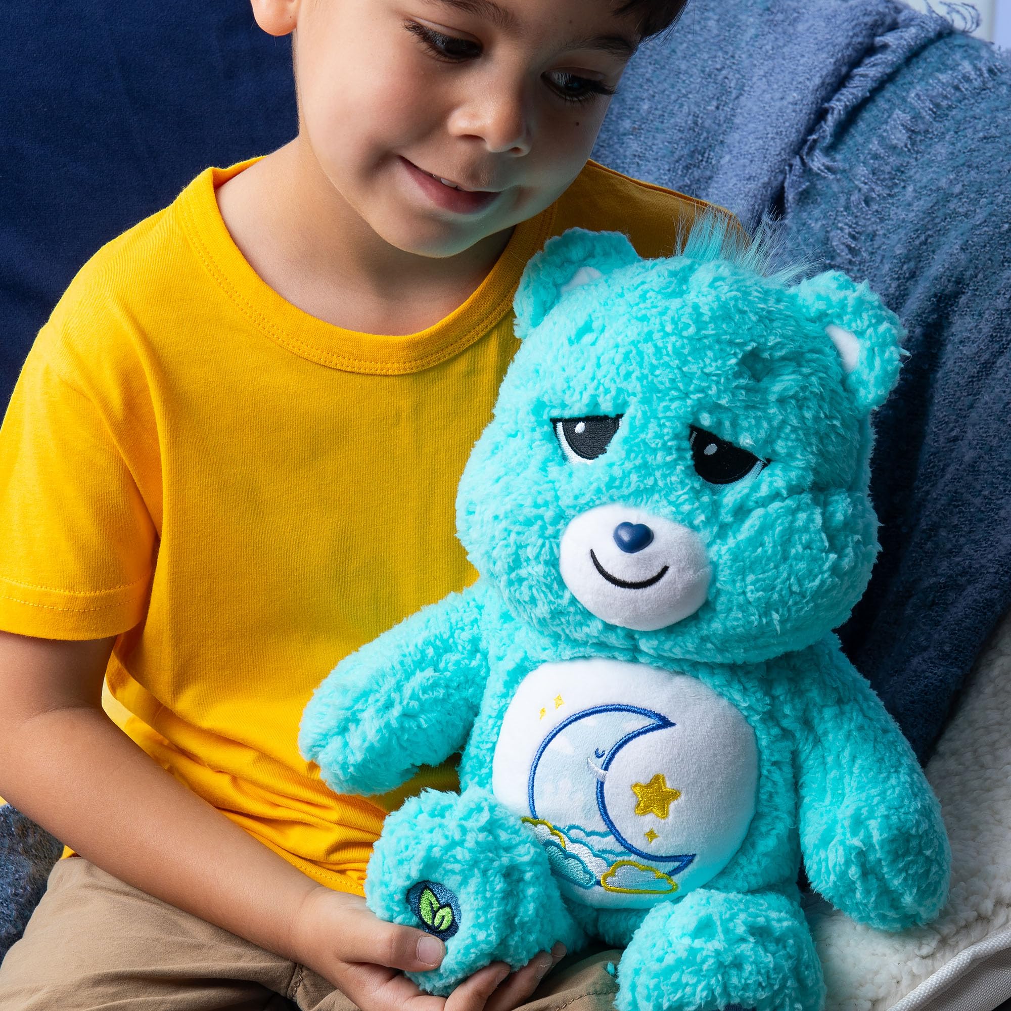 Care Bears Bedtime Bear Cosy Collection Plush - 35cm Medium Size | Eco-Friendly Material | Moon & Star Badge 4
