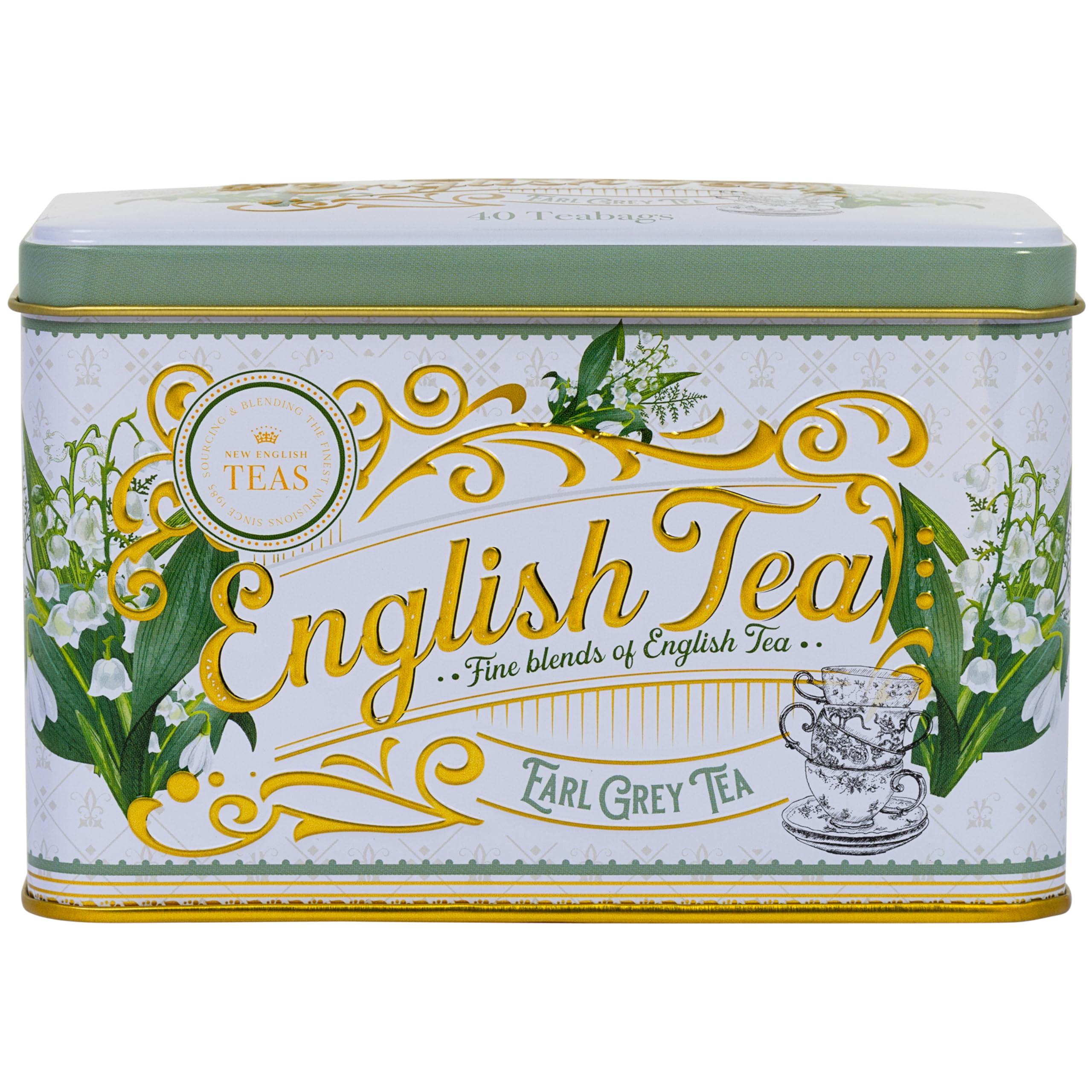 New English Teas - Lily of the Valley Earl Grey Tea Tin with 40 Teabags