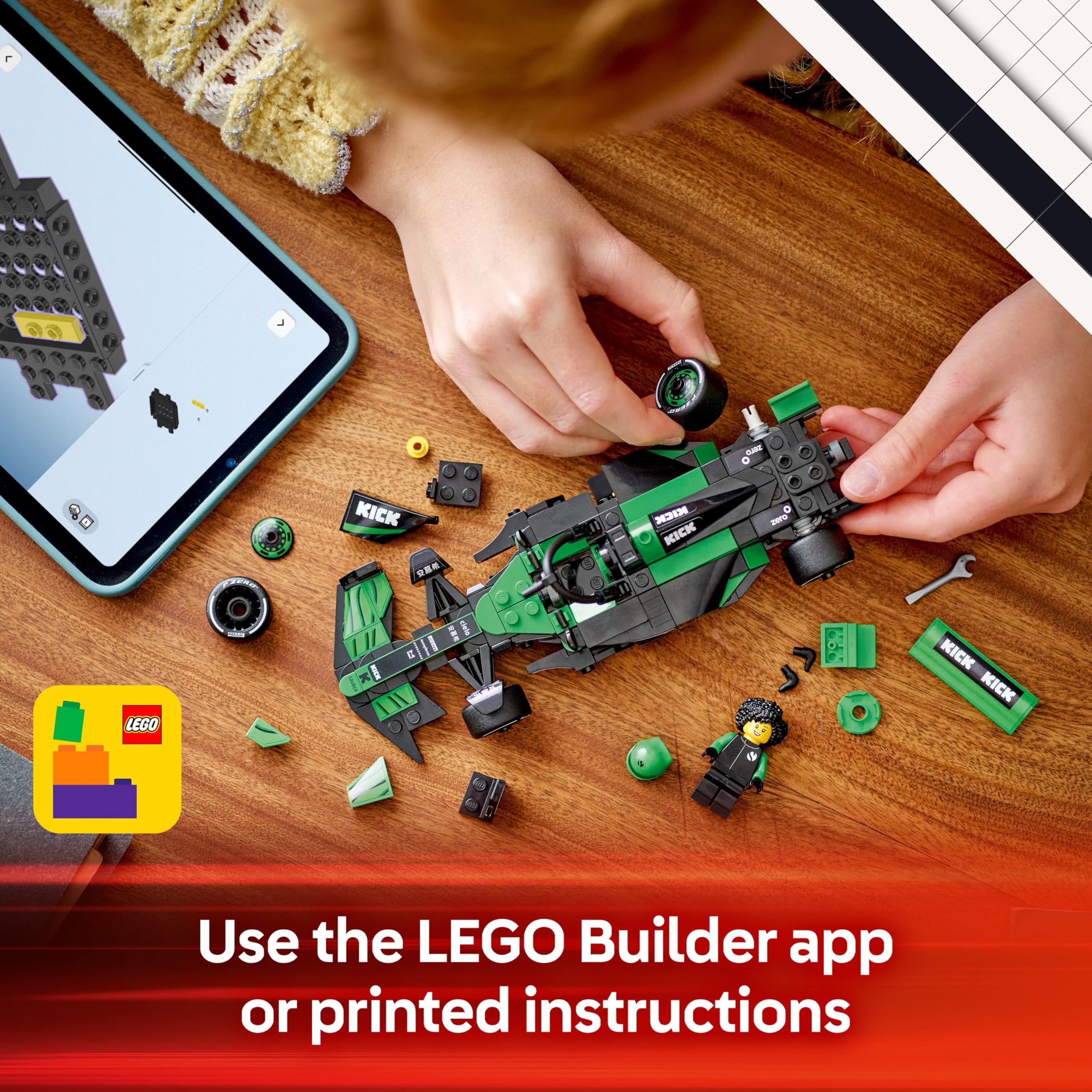 LEGO Speed Champions KICK Sauber F1 Team C44 Race Car Toy - Buildable F1 Model with Driver Minifigure for Ages 10+ 7