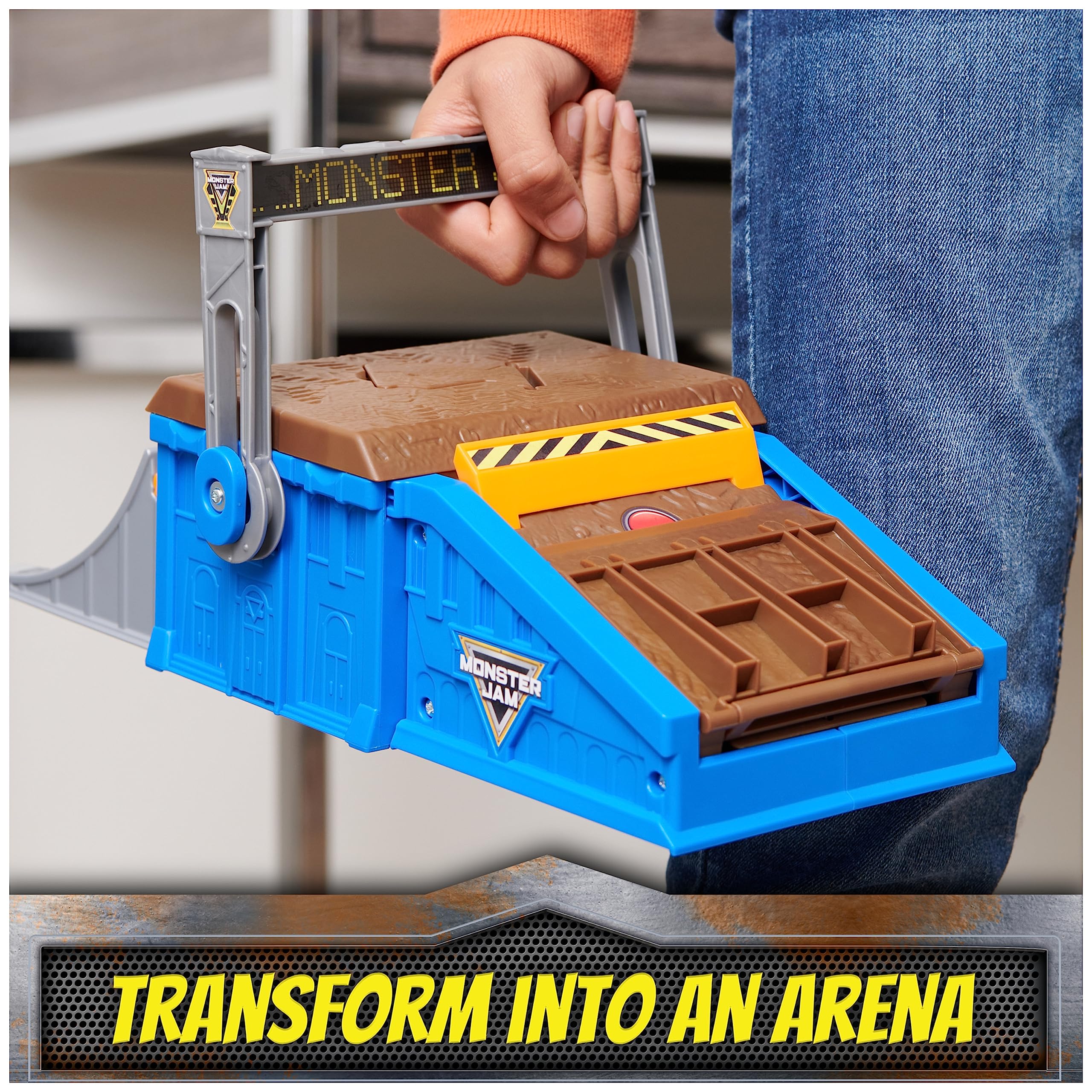 Monster Jam Mini Freestyle Flip Arena Playset - Includes 2 Trucks, Ages 3+ 9