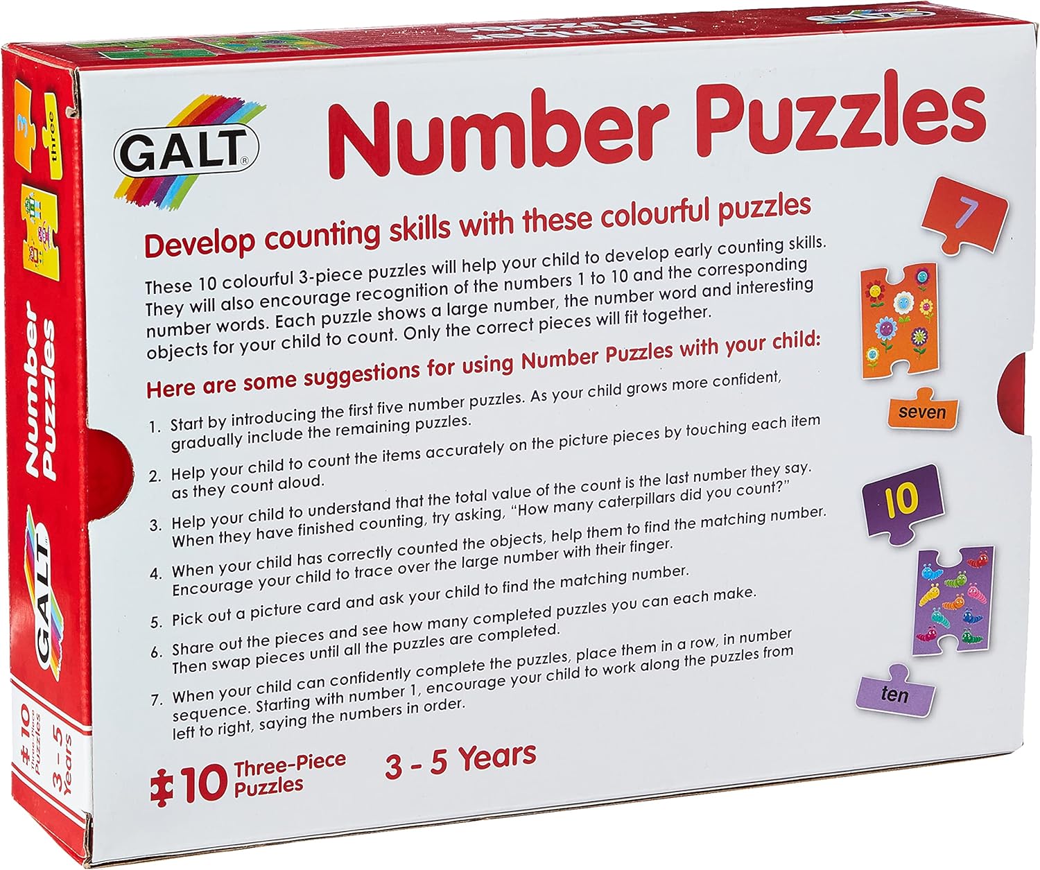 Galt Toys Number Puzzles - Educational 3-Piece Jigsaw Set for Kids 3-5 Years 7