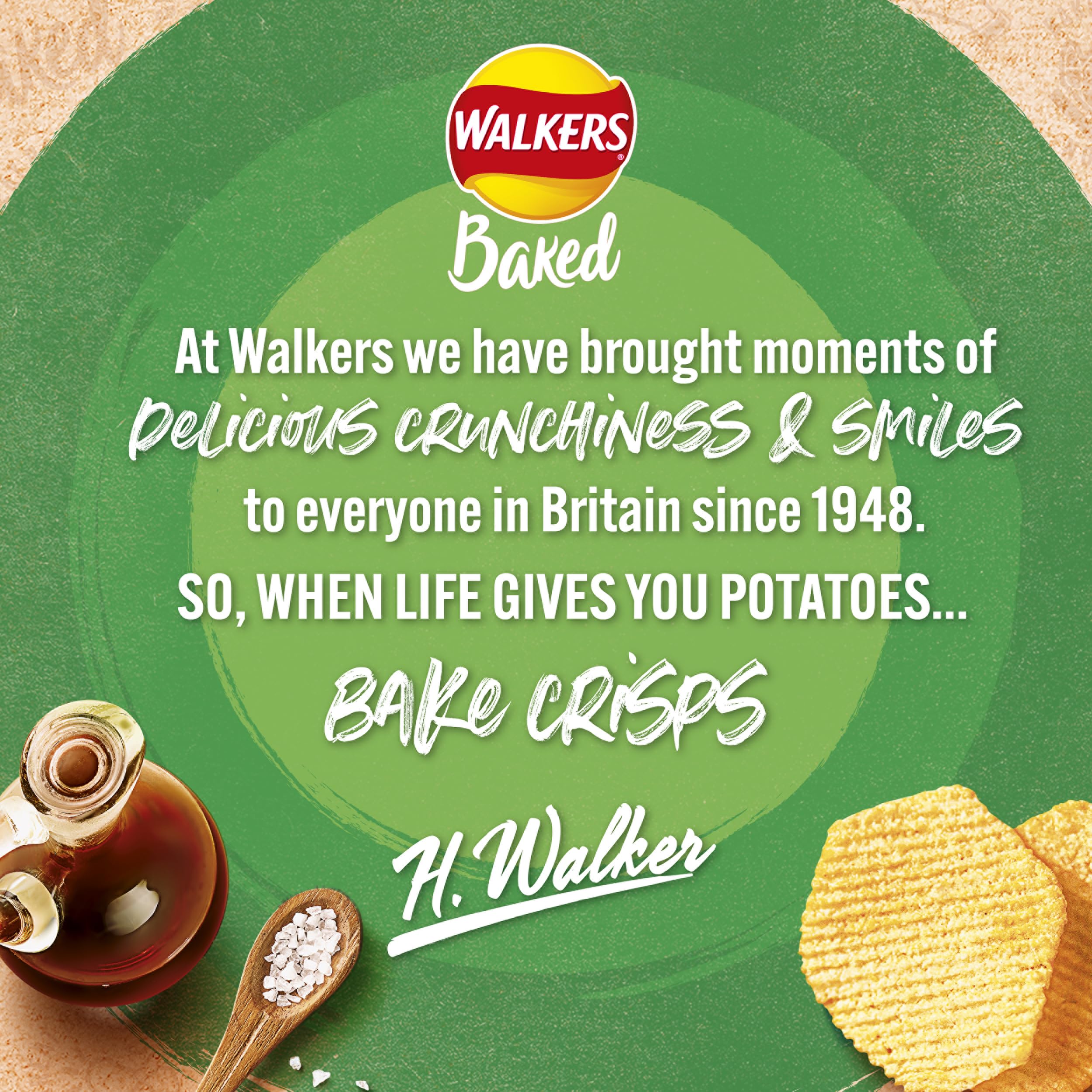 Walkers Baked Salt & Vinegar Crisps 32 x 37.5g - 50% Less Fat Snacks 5