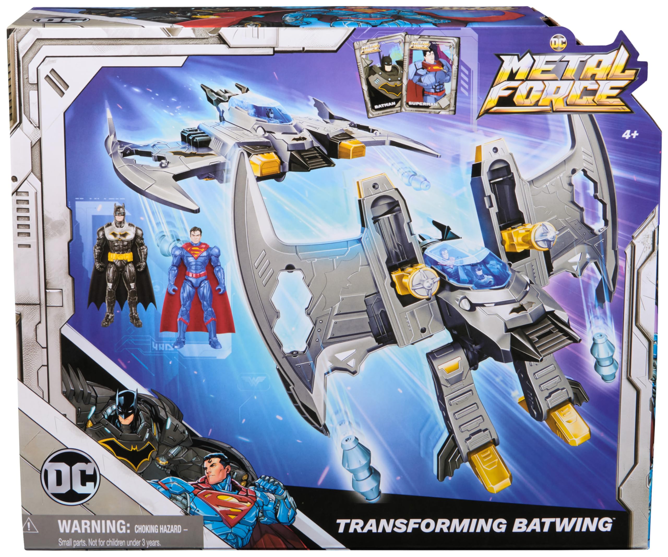 Metal Force Transforming Batwing - 2-in-1 Playset with Figures & Cards 9