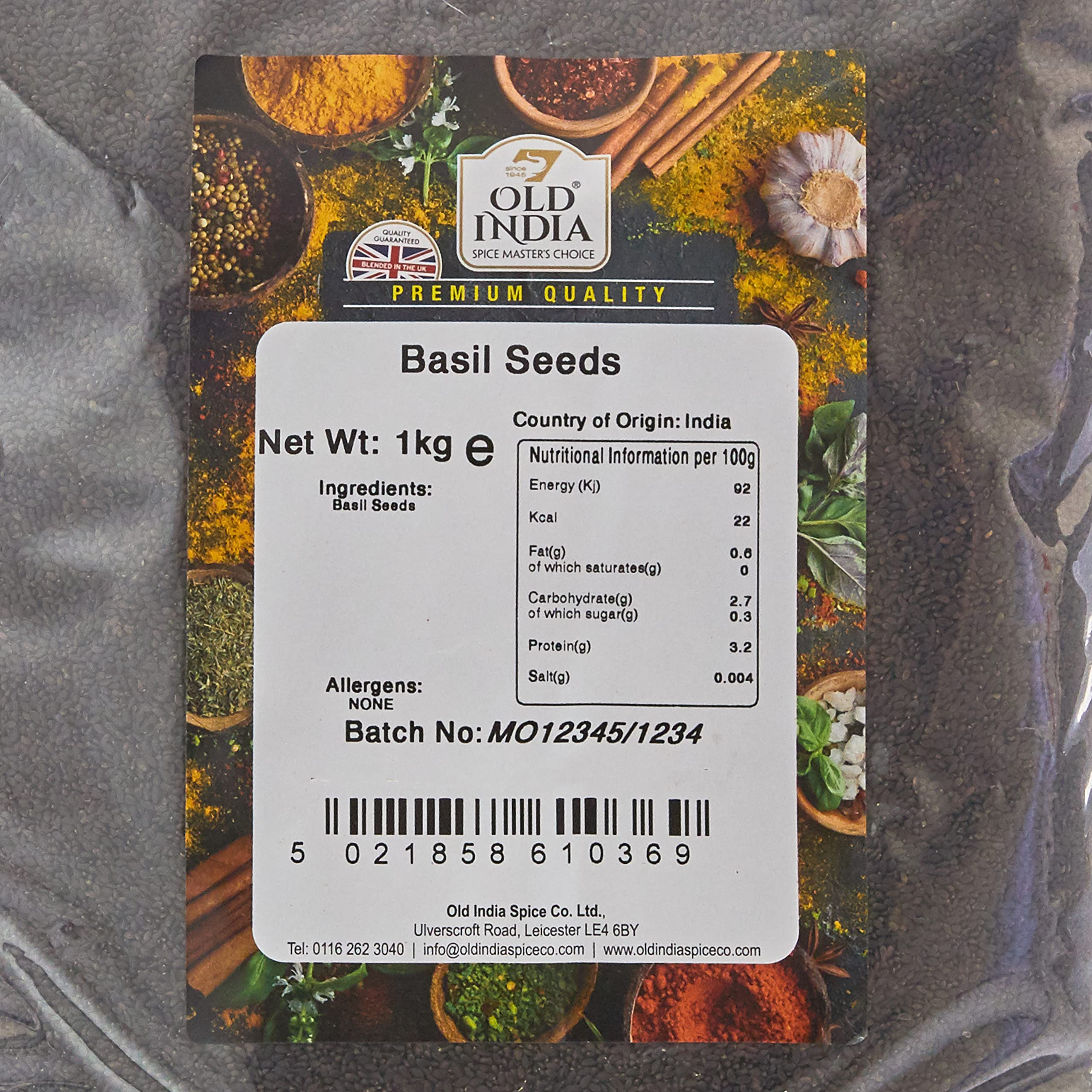 Old India Basil Seeds - 1kg Natural, Additive & GMO Free Seeds