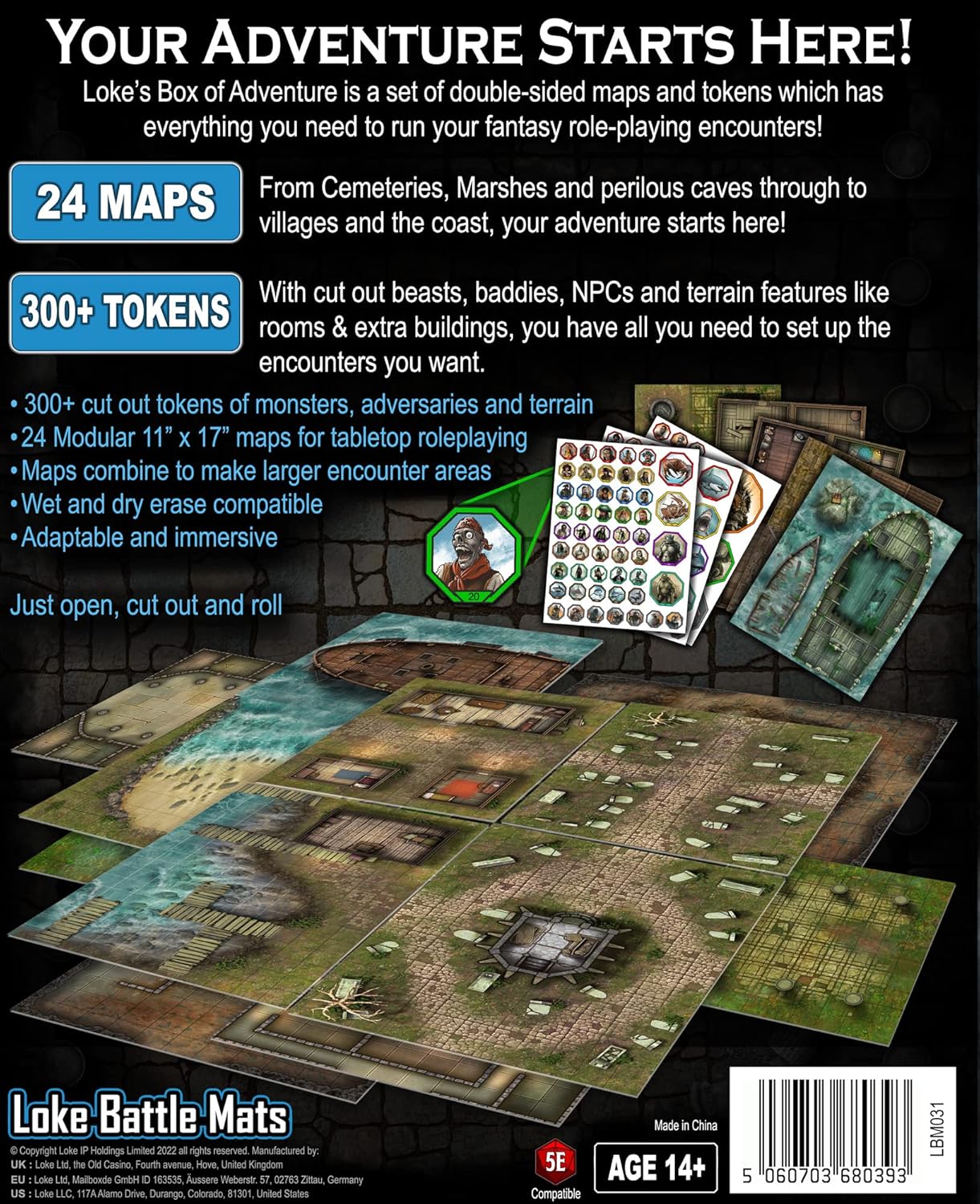 Loke Battlemats Coast of Dread Box of Adventure RPG Battle Mat Kit