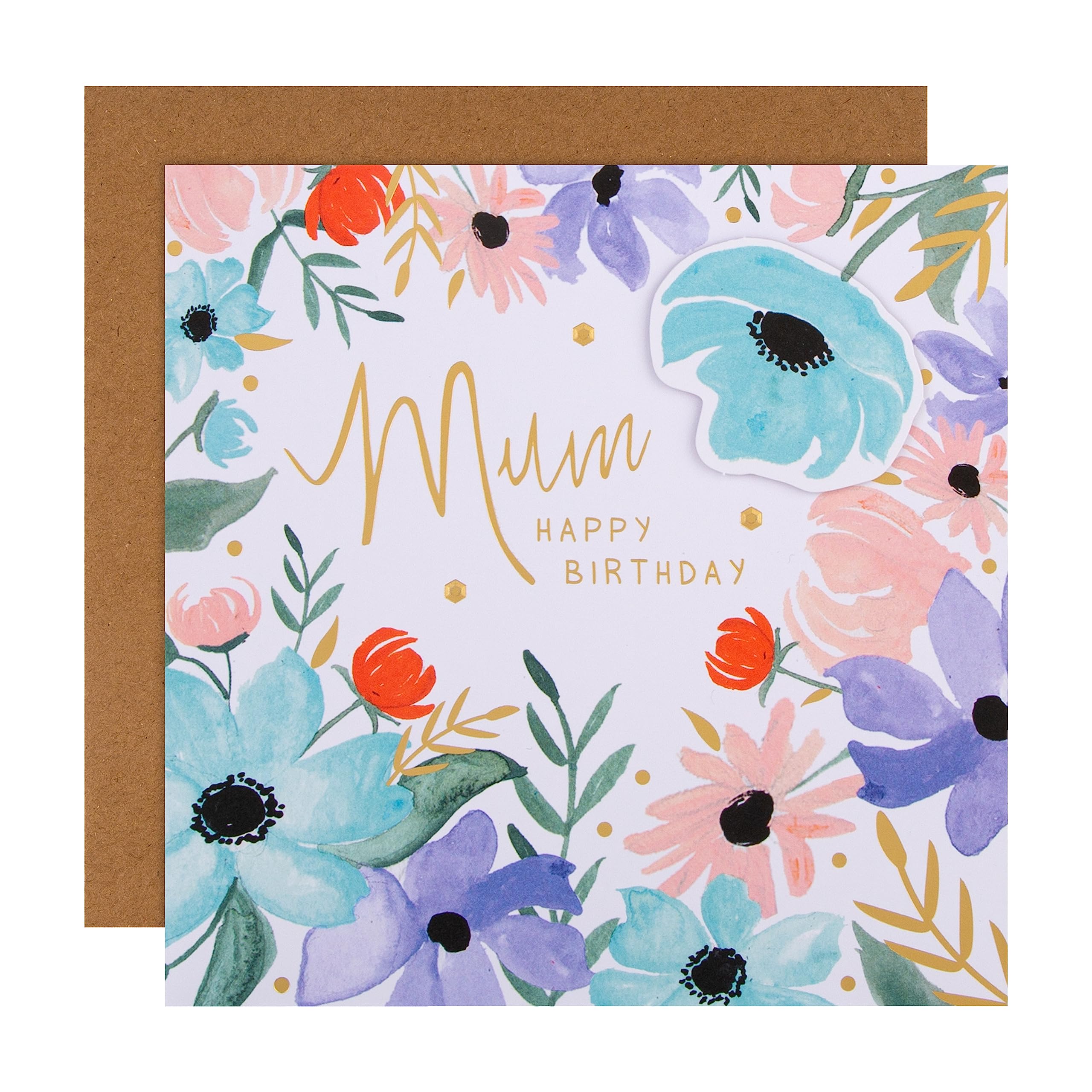 Hallmark Birthday Card for Mum - Contemporary Floral Design | 16cm Square