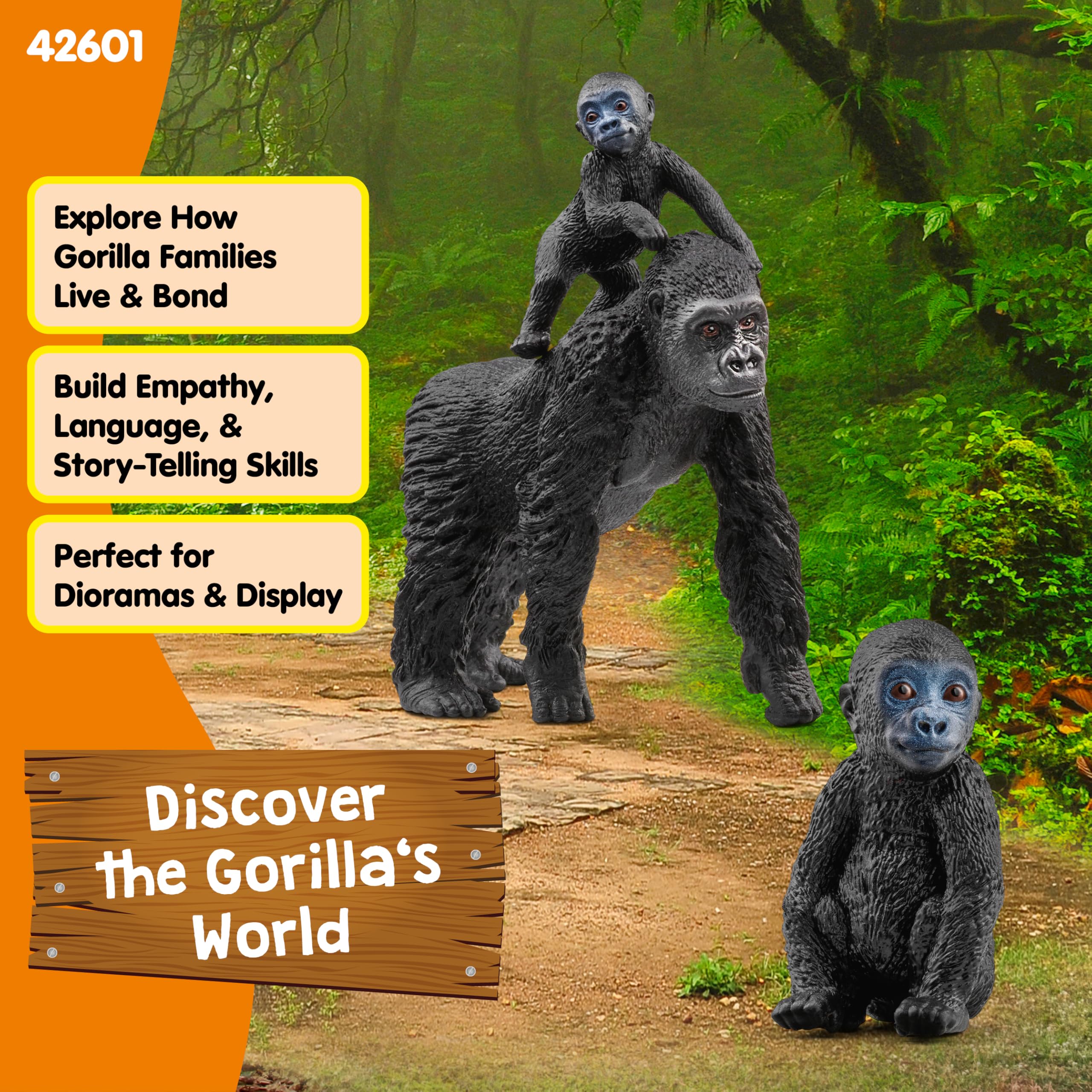 SCHLEICH Gorilla Family Wildlife Playset - 3-Piece Animal Figurine for Kids 3-8 Years 11
