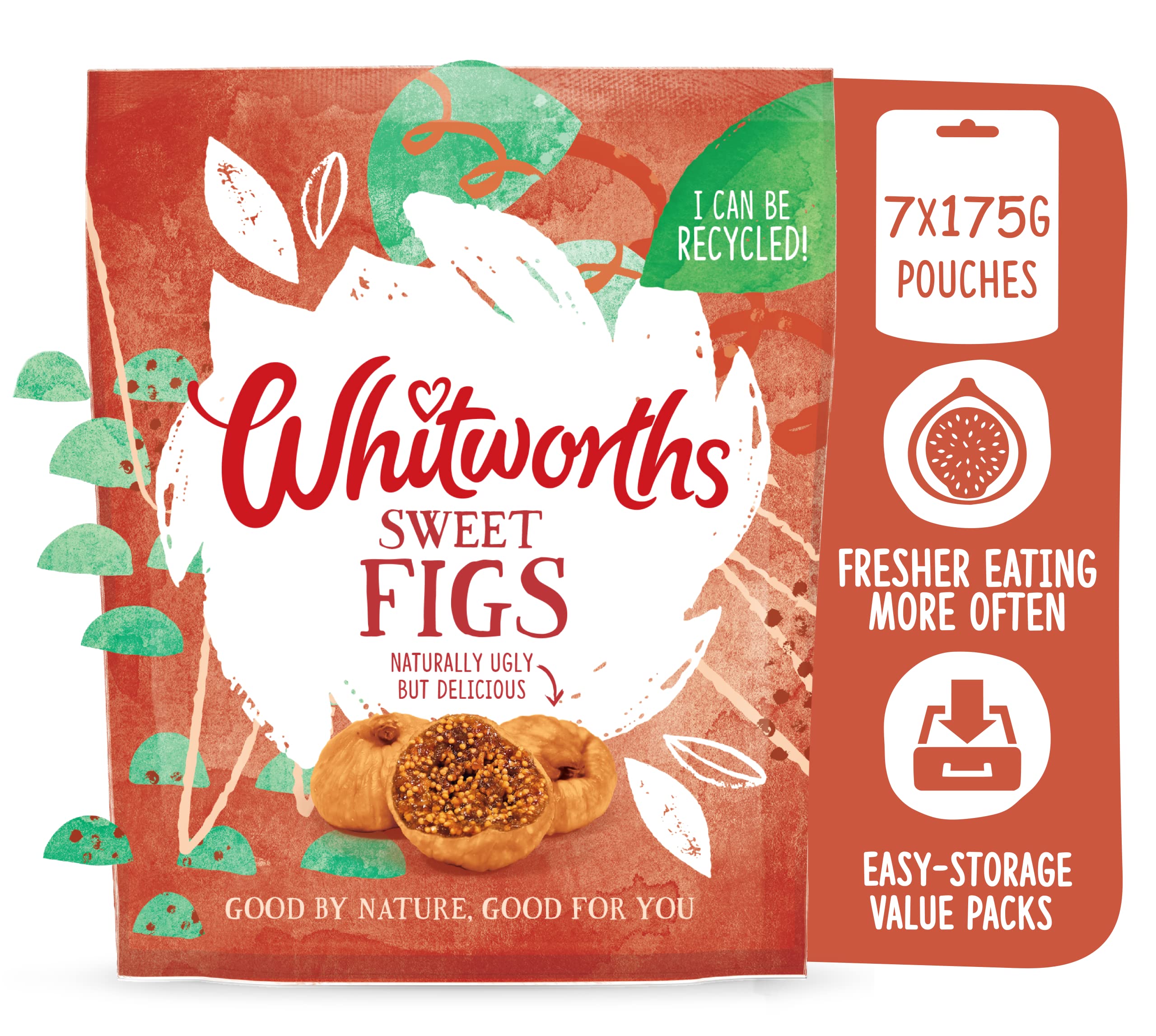 Whitworths Sweet Figs - 7 Value Packs (Total 1220g) | Naturally Sweet & High Fibre Snack
