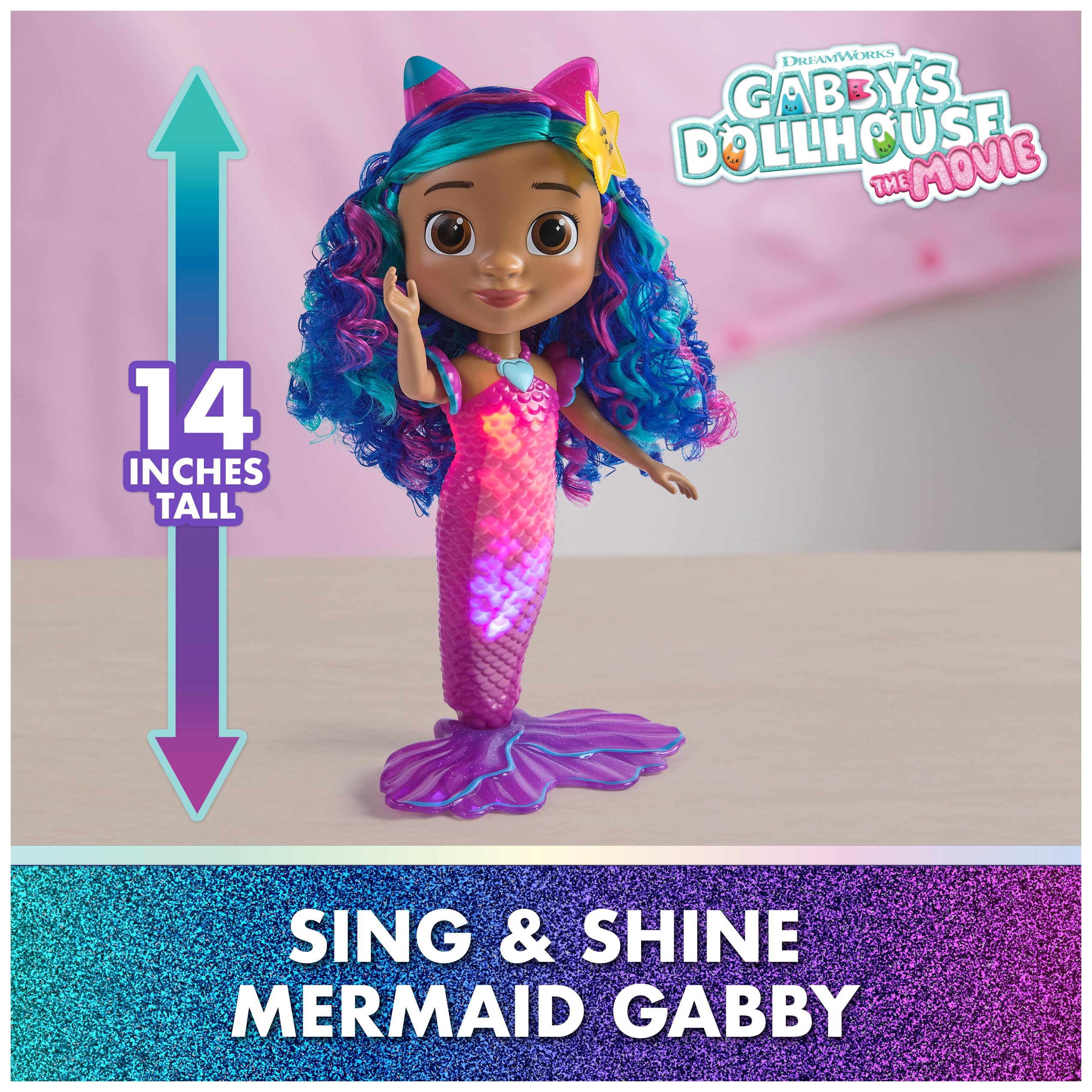 Mermaid Gabby Doll - Light-Up Heart & Color-Changing Tail for Kids 3+ 7