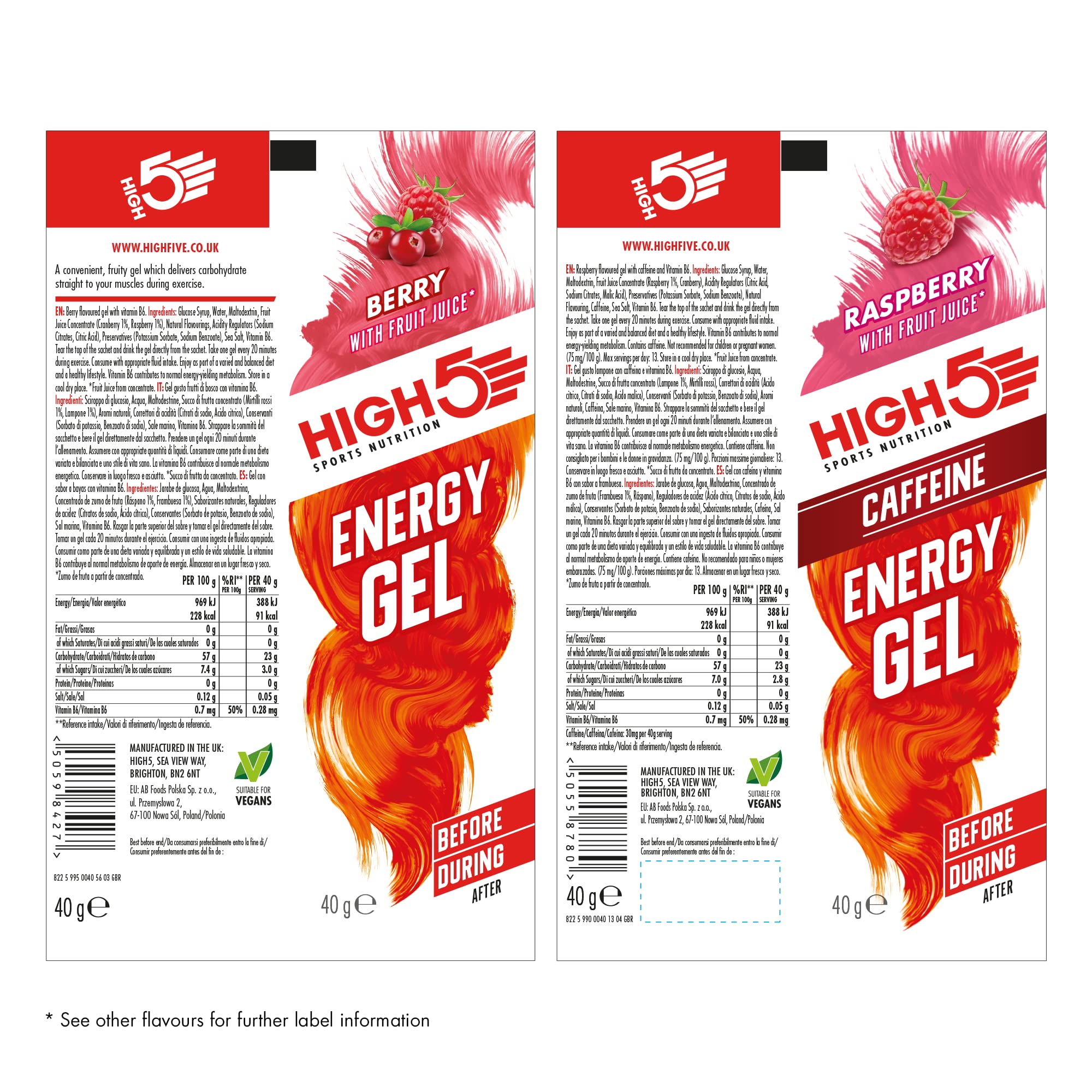 HIGH5 Energy Gel Pack - 20 x 40g Sachets for Running, Cycling, Endurance Sports - Natural Fruit Juice, Caffeine-Free (Assorted Flavours) 7