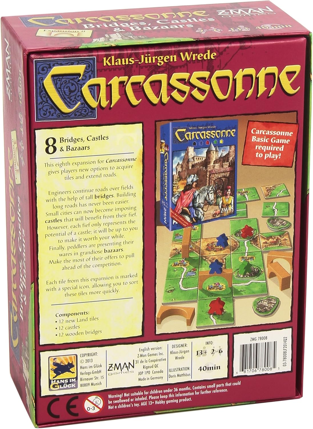 Z-Man Games Carcassonne Expansion 8: Bridges, Castles & Bazaars 3
