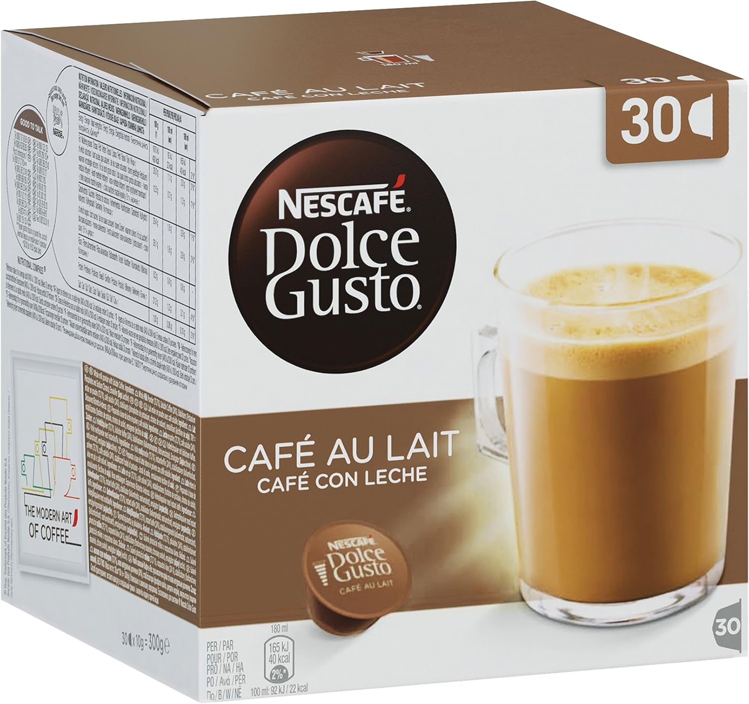 NESCAFÉ Dolce Gusto Café Au Lait Coffee Pods - 90 Capsules (3 x 30) for Dolce Gusto Machines