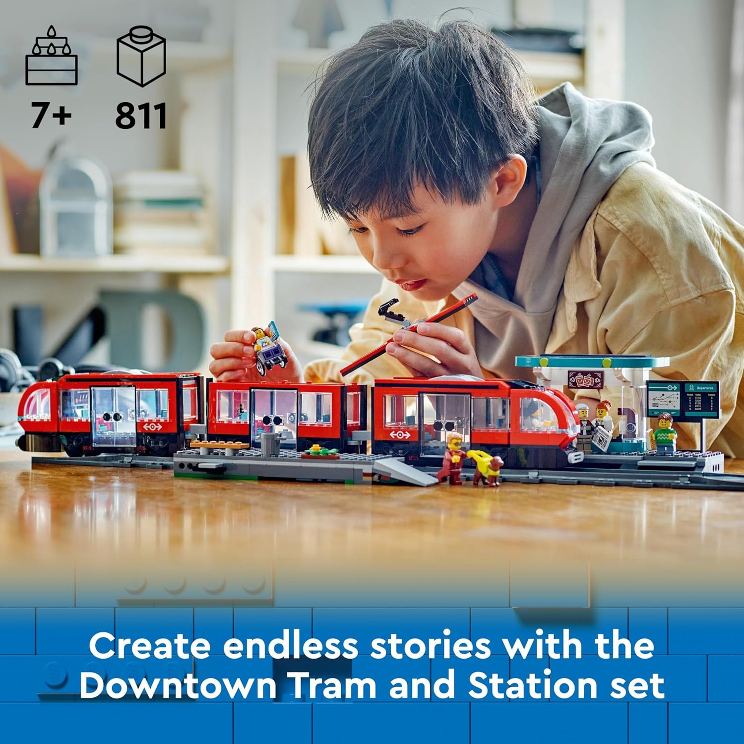 LEGO City Downtown Tram and Station Building Toy Set - 811-Piece Playset for Ages 7+ 8