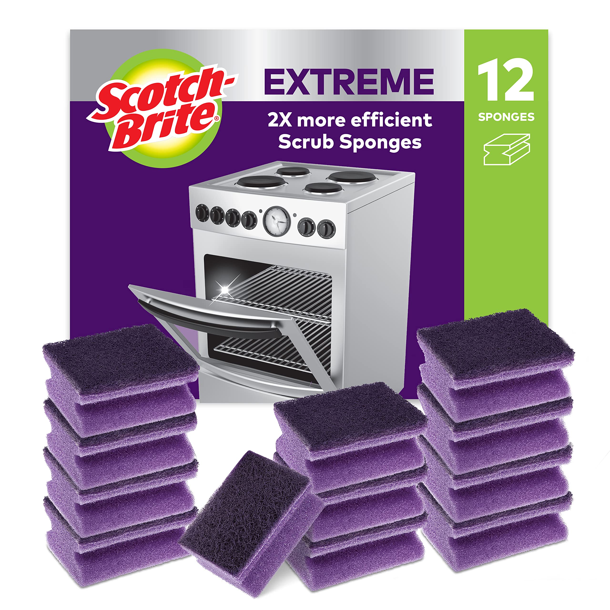 Scotch-Brite Extreme Scrub Sponge - High Performance Scourer for Tough Dirt | 12 Pack 1