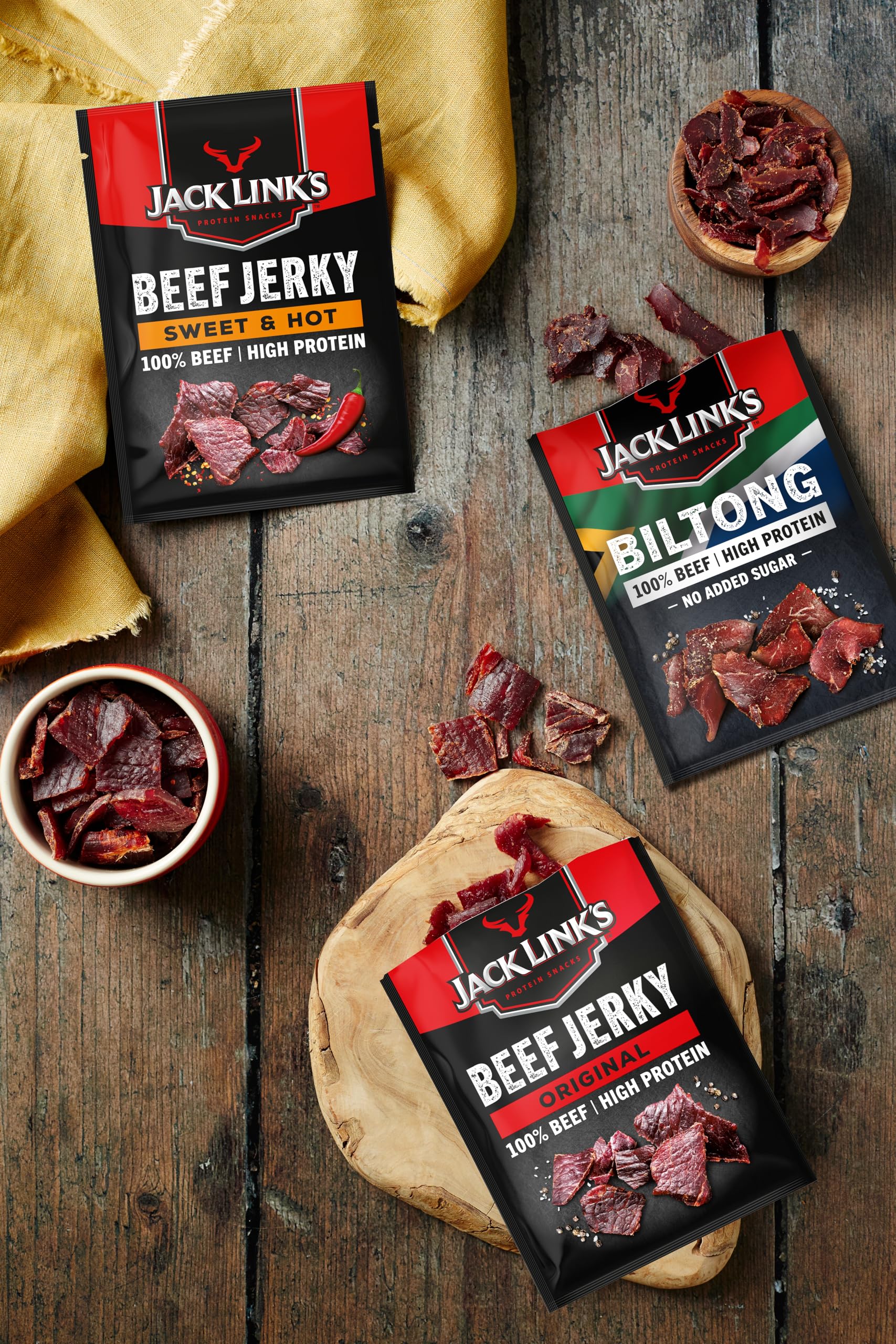 Jack Link's Beef Jerky Teriyaki - Box of 12 x 60g - Dried Meat Snack High in Protein 6