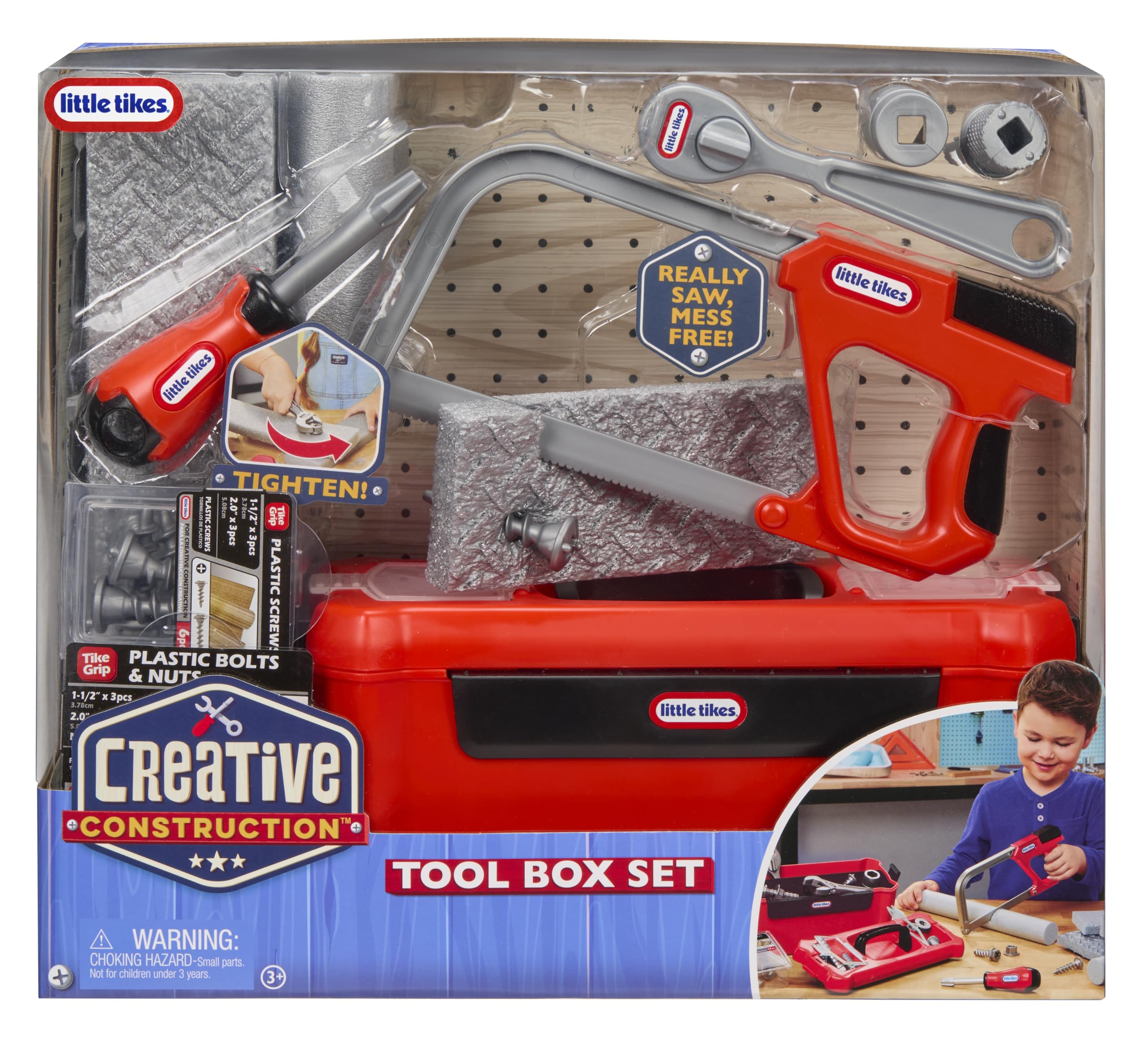 Little Tikes Creative Construction Tool Box Set - 9-Piece Pretend Play Building Kit for Kids 3+ 4