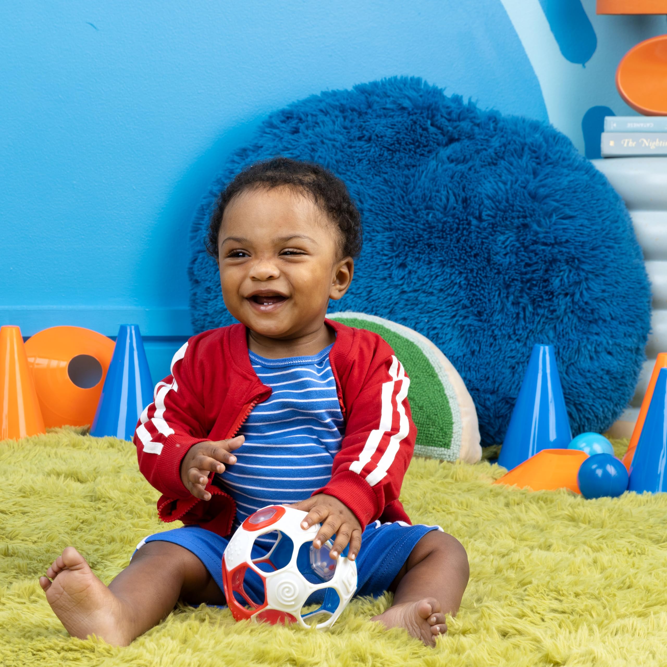 Bright Starts Oball Grippin' Goals Rattle Football - Easy-Grasp Toy for Newborn & Up 7