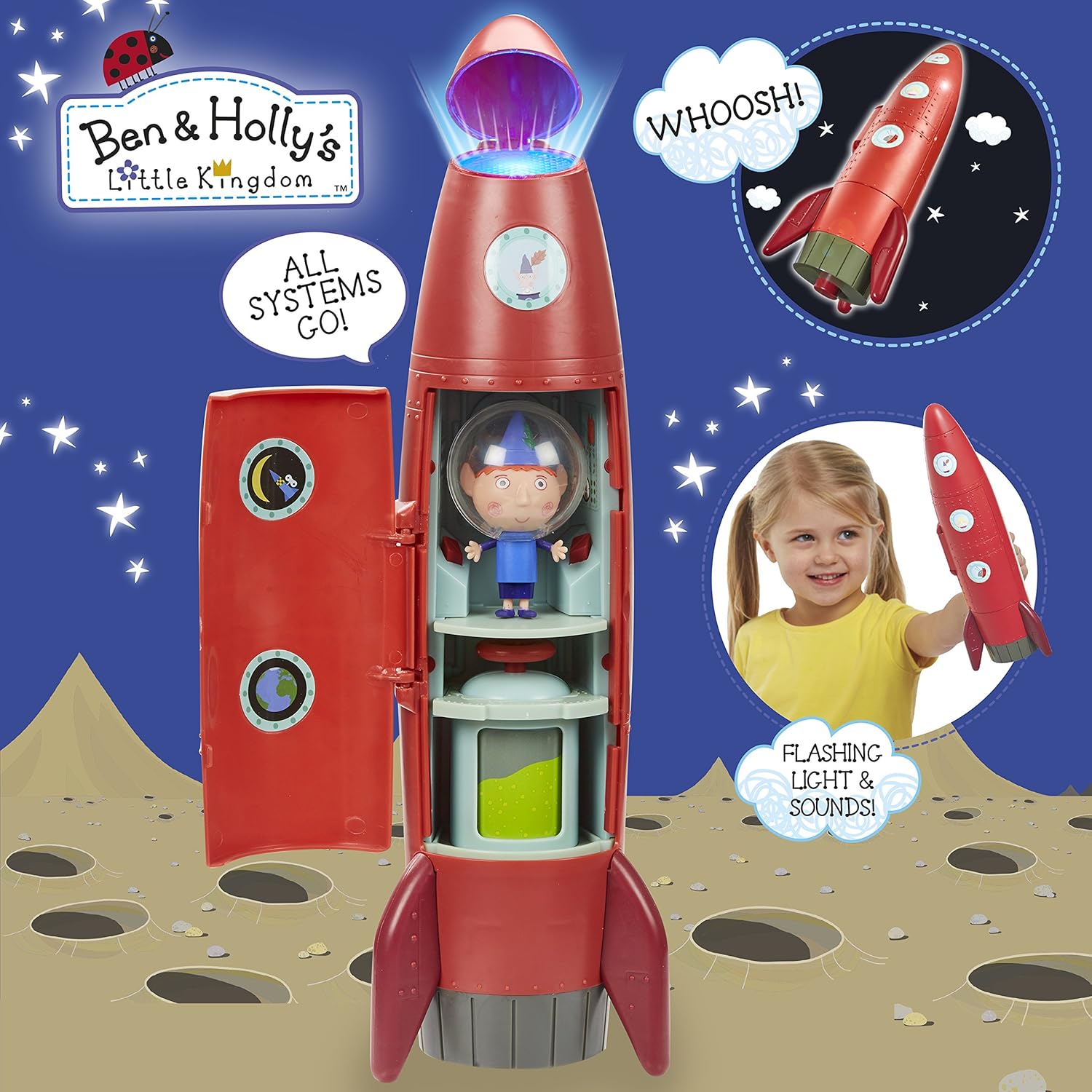 Ben & Holly 07713 Electronic Elf Rocket - Light-Up Vehicle with Sounds & Ben Elf Figure for Ages 3+ 8