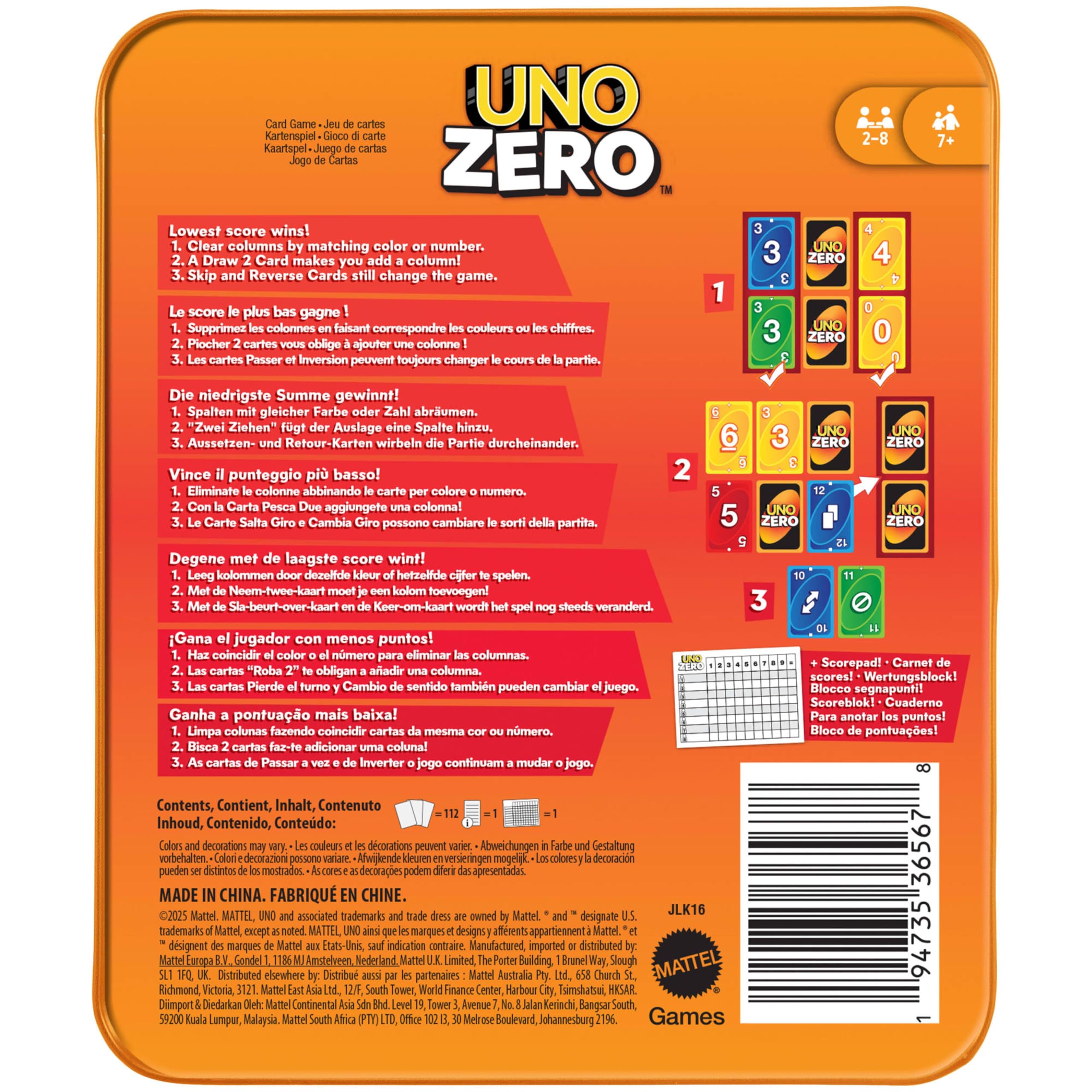 Mattel Games UNO Zero Card Game in Storage & Travel Tin 6