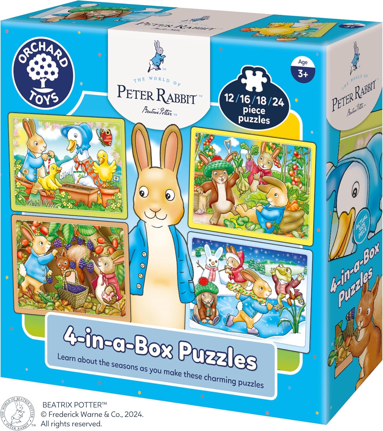 Orchard Toys Peter Rabbit 4-in-a-Box Puzzles - 12, 16, 18, 24 Piece Jigsaw Puzzle Set