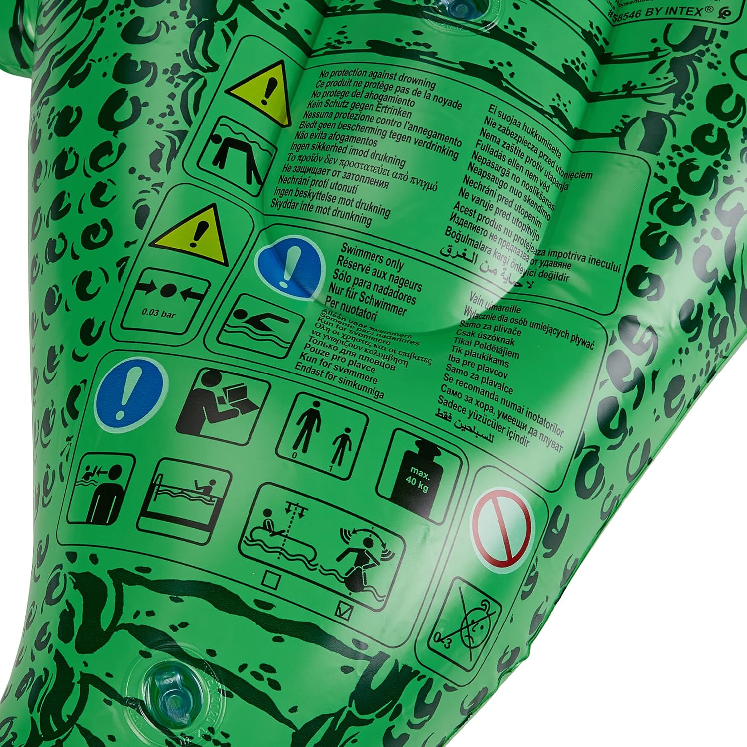 Intex 58546 Inflatable Crocodile - 168x86 cm - Fun Water Pool Float for Kids 3+ 4