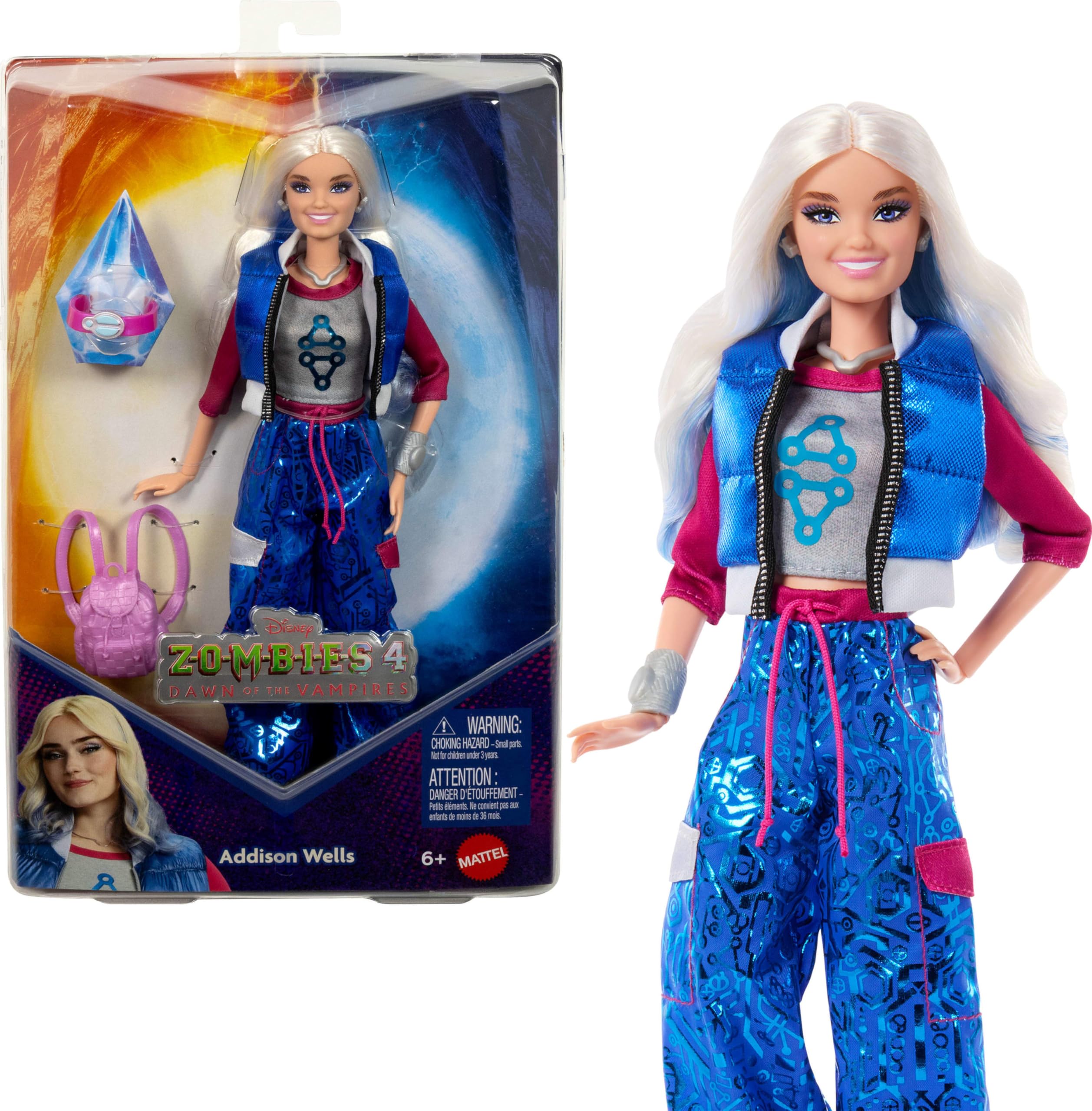 Mattel Disney Zombies 4 Addison Wells Fashion Doll, 6-inch, with 5 Accessories | Ages 6+ 1