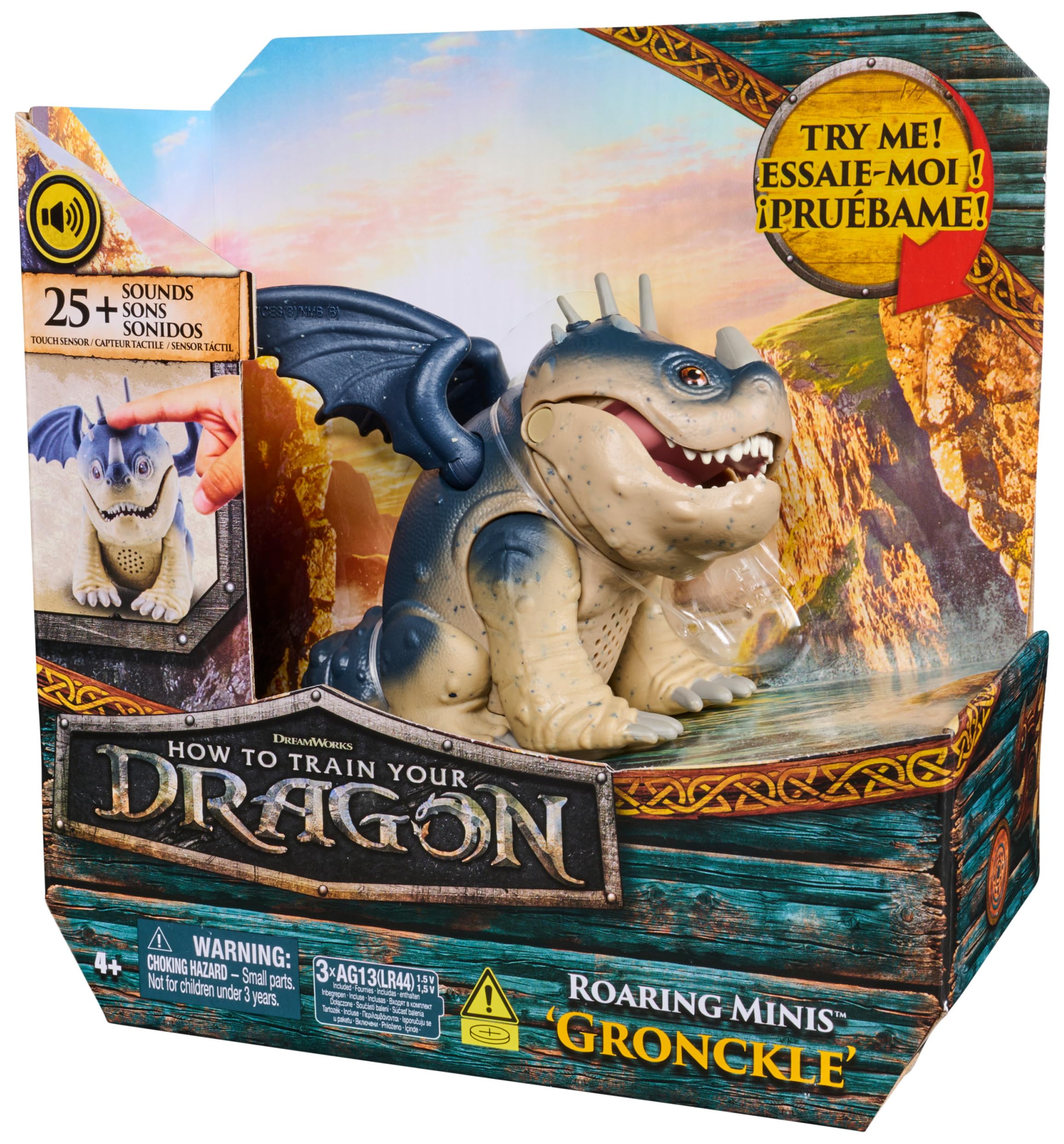 DreamWorks Dragons Roaring Minis Gronckle Interactive Action Figure - 25+ Sounds, Ages 4+ 6