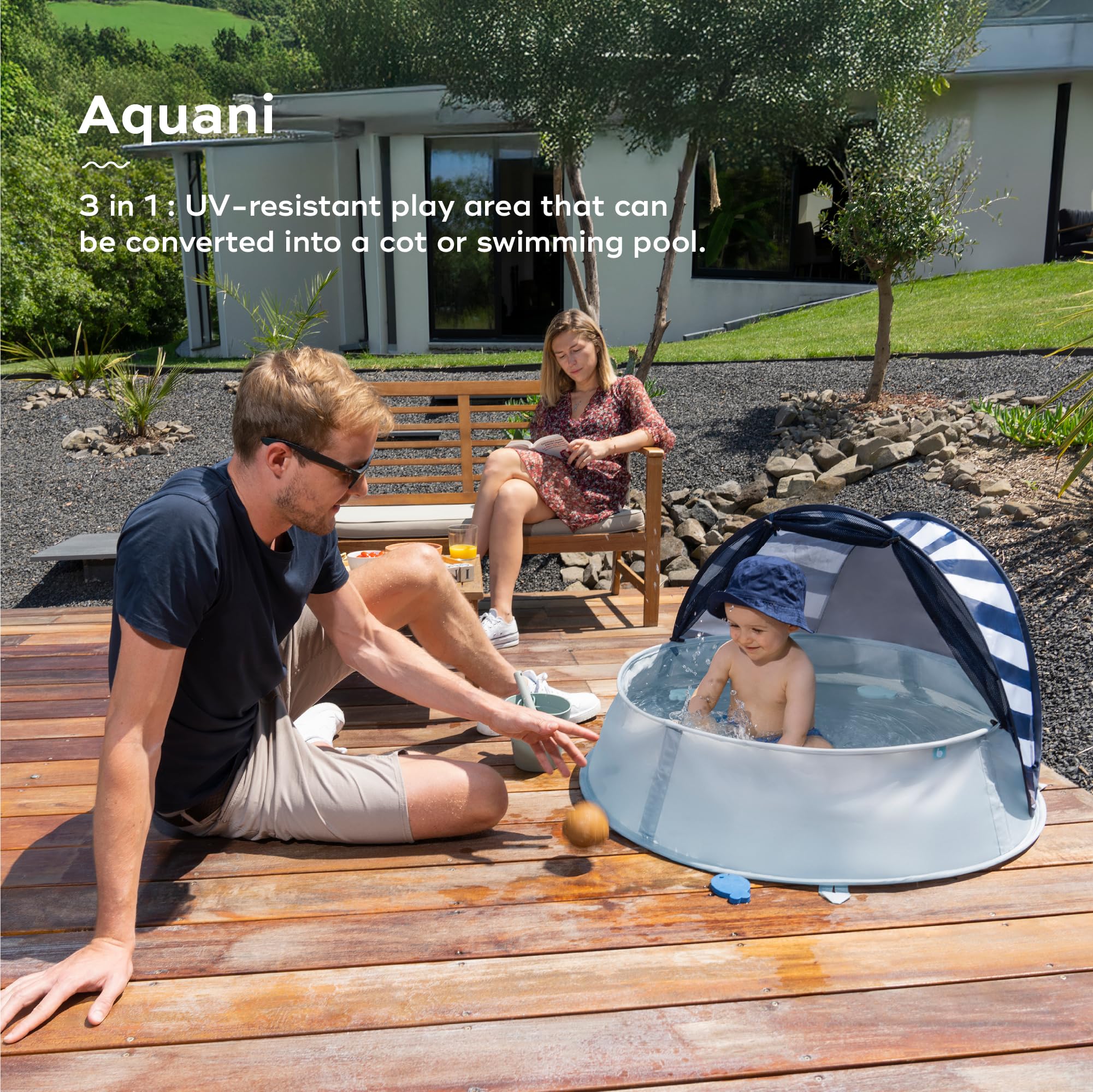 Babymoov Aquani Pop Up Baby Beach Tent & Paddling Pool - UPF 50+ Sun Protection | 90x60x60cm