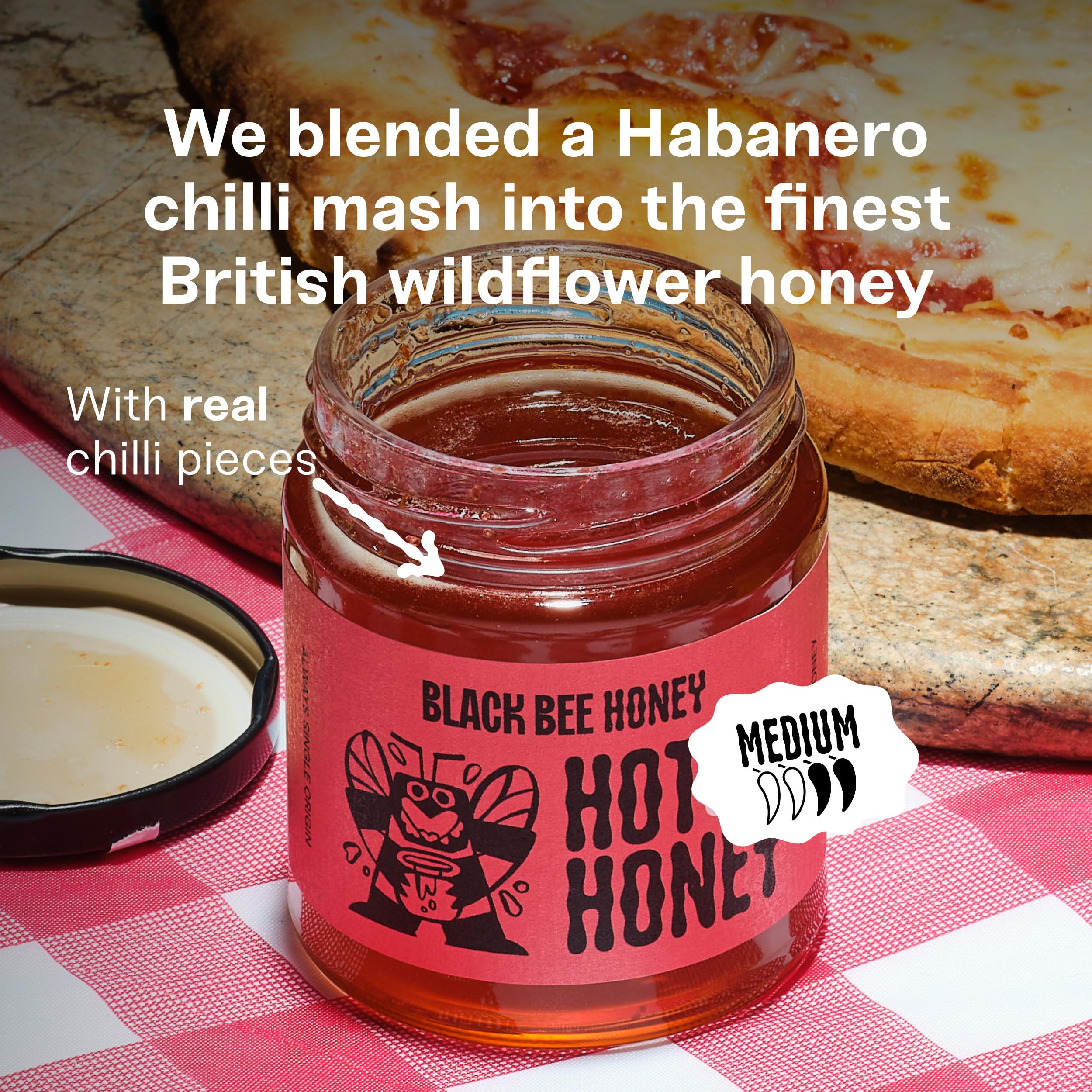 Black Bee Hot Honey with Habanero Chilli - British Wildflower Chilli Honey 6